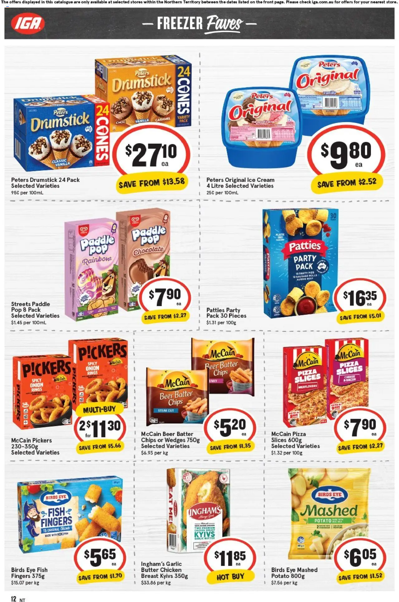 IGA catalogue - valid from 08.10.2025 | Page: 12 | Products: Butter, Pizza, Cream, Pies