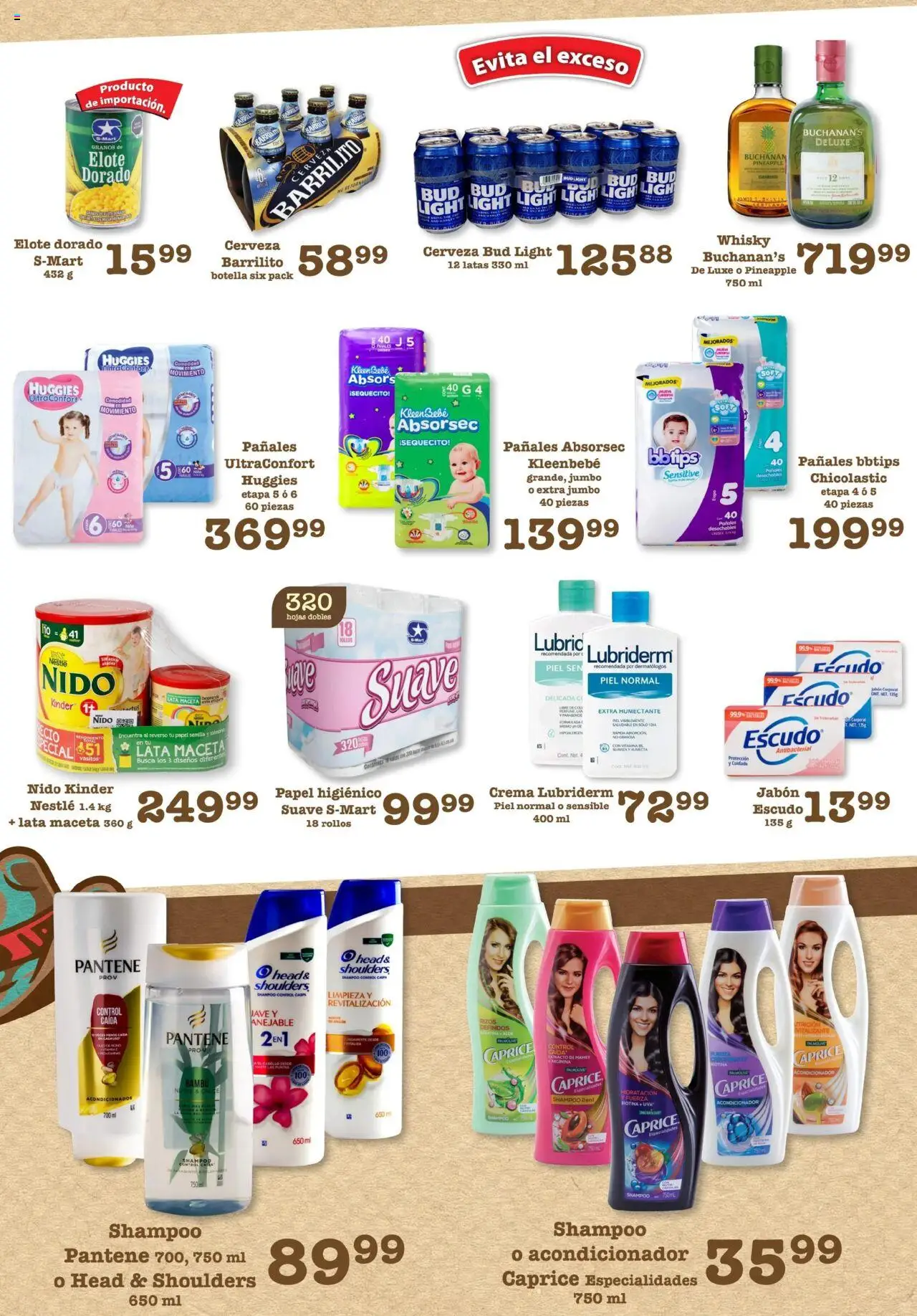 Nuevas ofertas de S-Mart válidas en toda la República Mexicana desde el 01.08.2025. ¡Encuentra las mejores ofertas en S-Mart - Folleto - Juarez! | Página: 5 | Productos: Crema, Pañales, Botella, Jabón