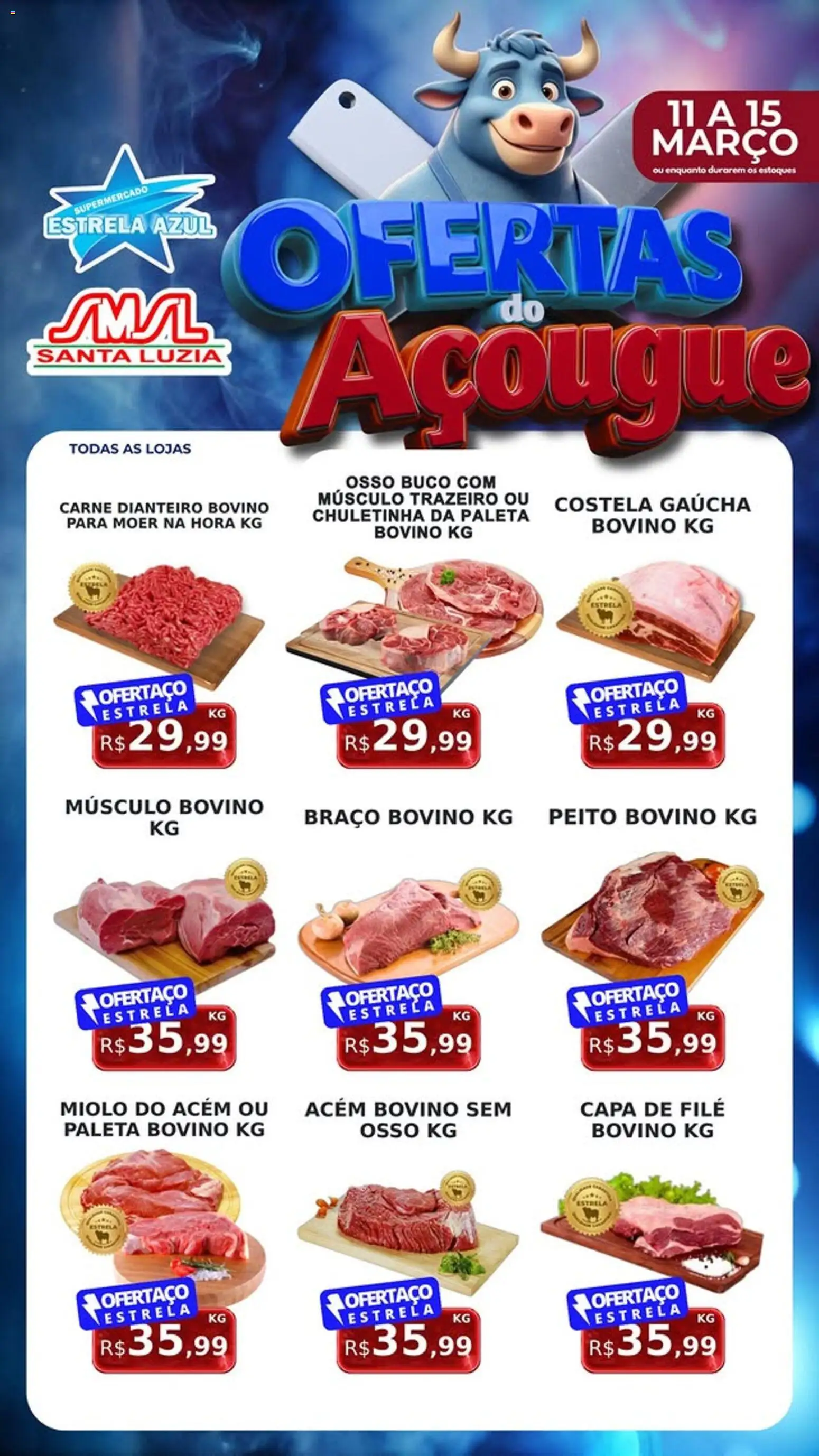 Estrela Azul Folheto - válido de 11.03.2026 | Página: 1 | Produtos: Acém, Carne