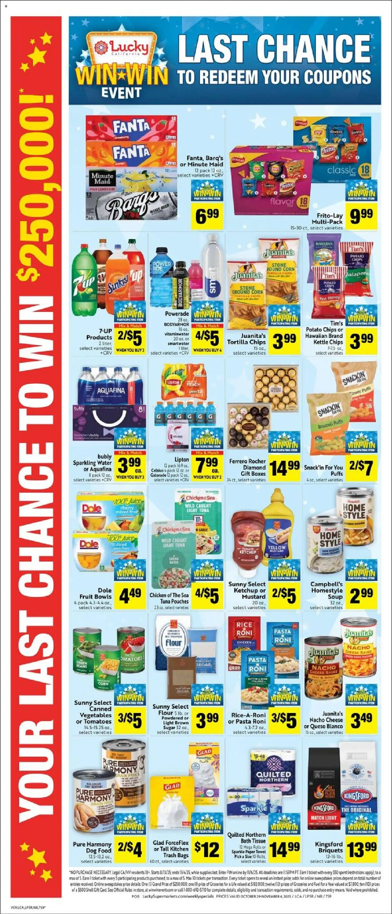 Lucky Supermarkets Weekly - CA - valid from 29.10.2025 | Page: 4 | Products: Tomatoes, Chips, Ketchup, Sauce