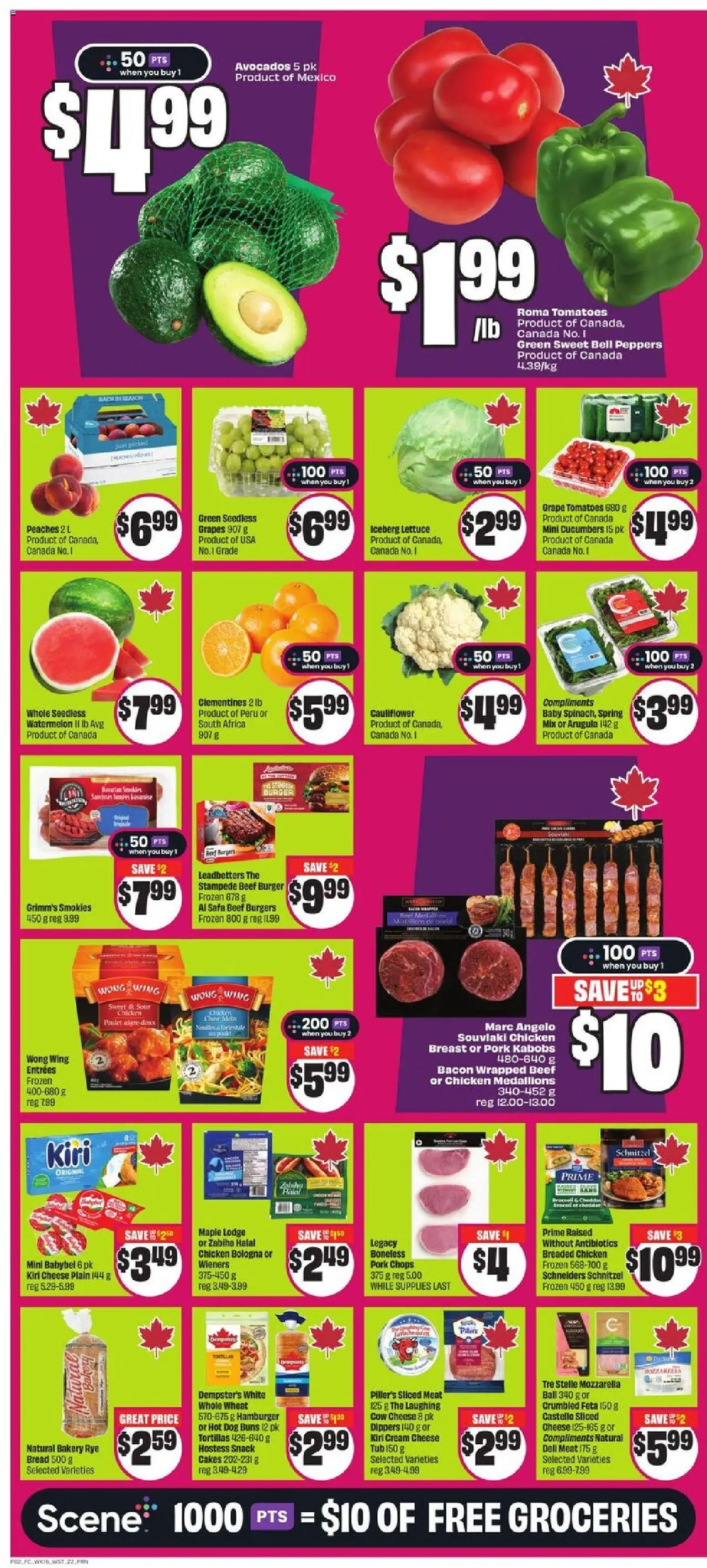 FreshCo flyer valid from 14.08.2025 | Page: 4 | Products: Cream, Cucumbers, Bread, Pork
