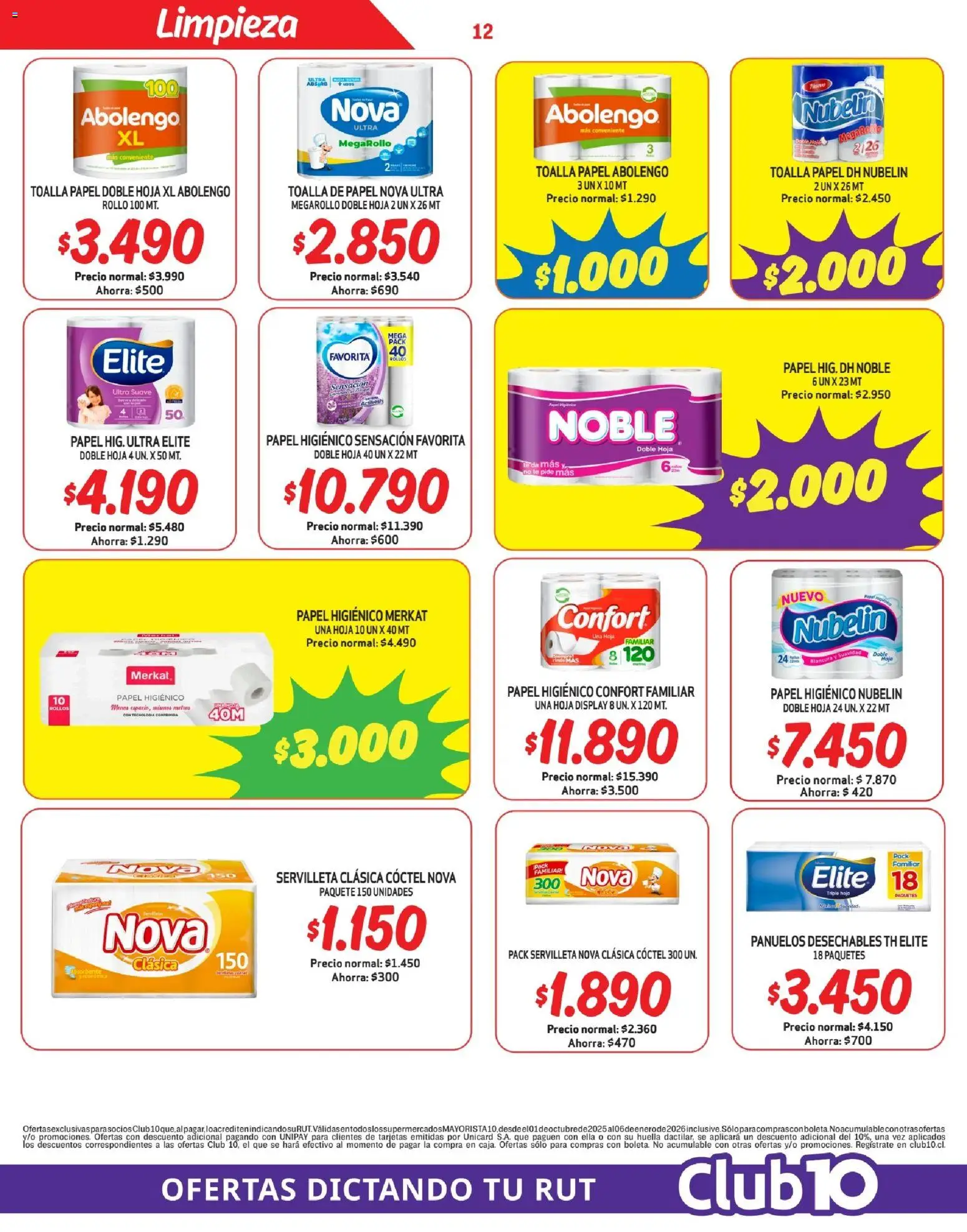 Mayorista 10 Ofertas │ válido desde el 01.12.2025 | Página: 12 | Productos: Toalla, Papel higiénico