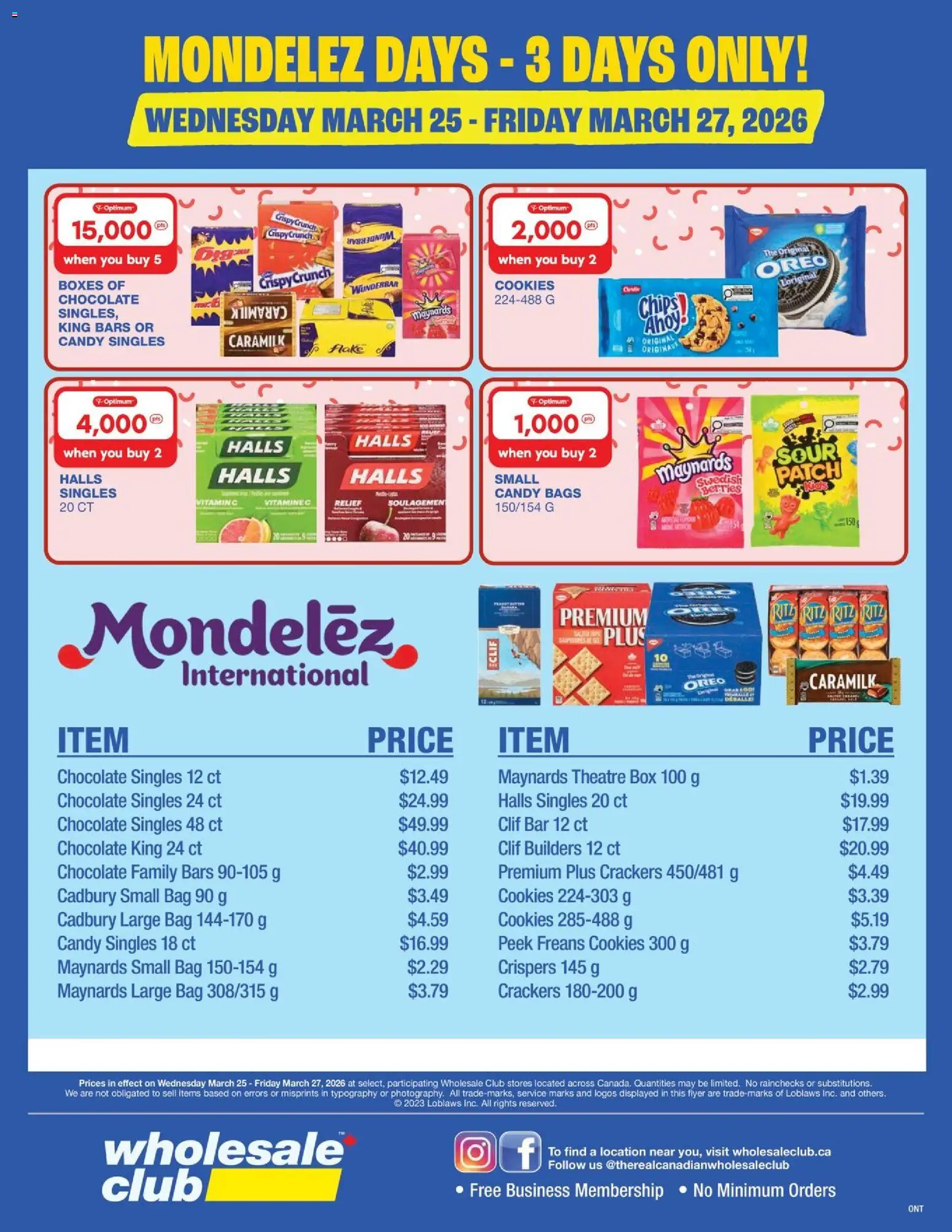 Wholesale Club flyer valid from 25.03.2026 | Page: 1 | Products: Cookies, Bag, Box, Chocolate
