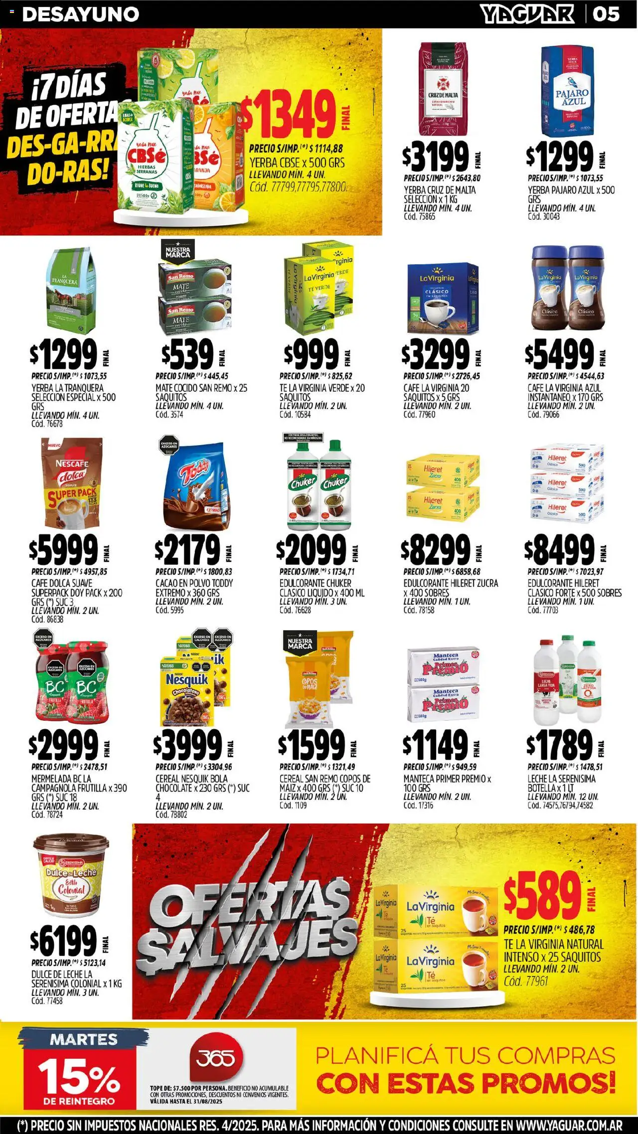 Yaguar - Mar del Plata │ válido desde el 11.08.2025 | Página: 5 | Productos: Frutilla, Polvo, Edulcorante, Manteca