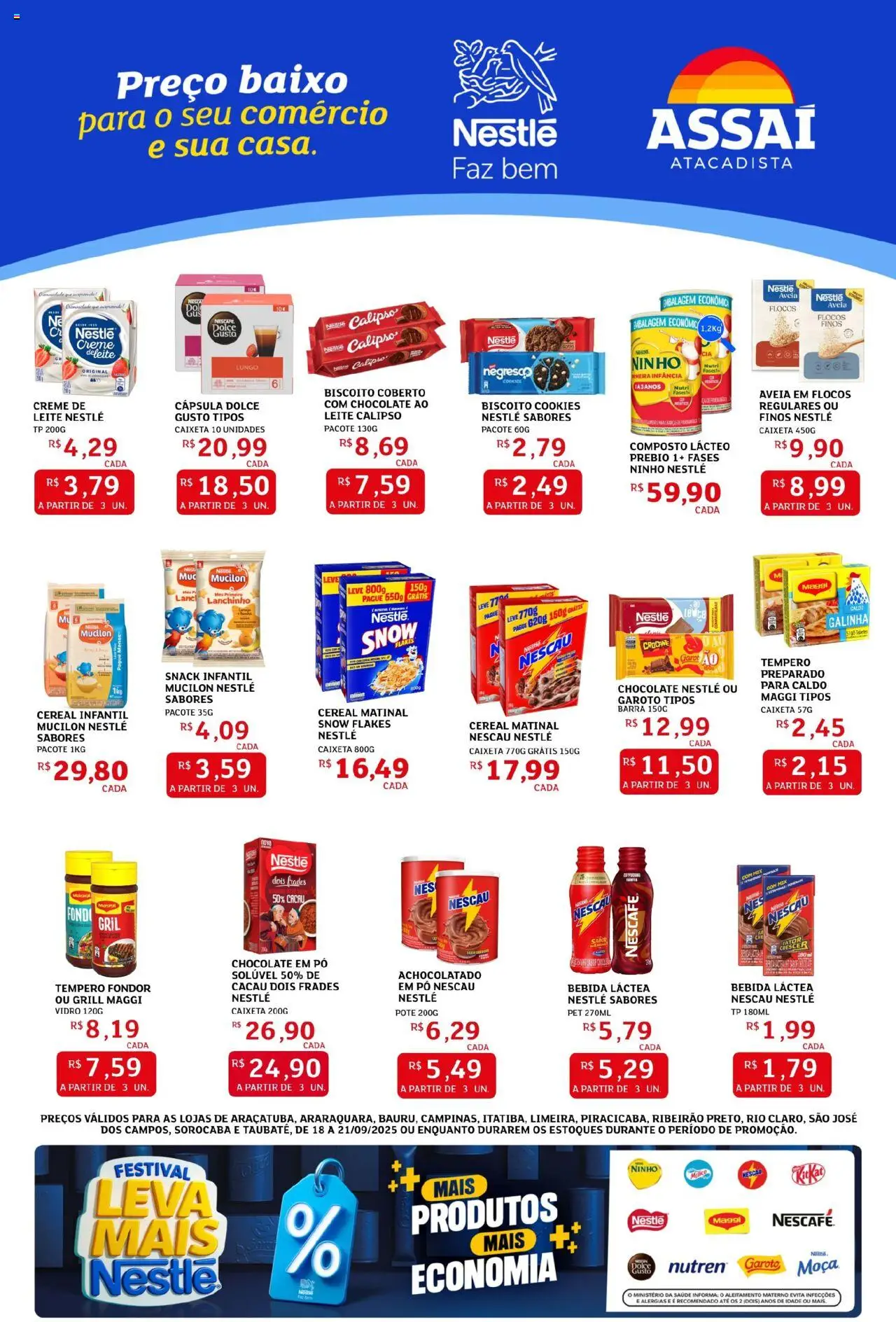 Assaí Atacadista Folheto - válido de 18.09.2025 | Página: 3 | Produtos: Nescau, Flocos, Bebida, Cookies