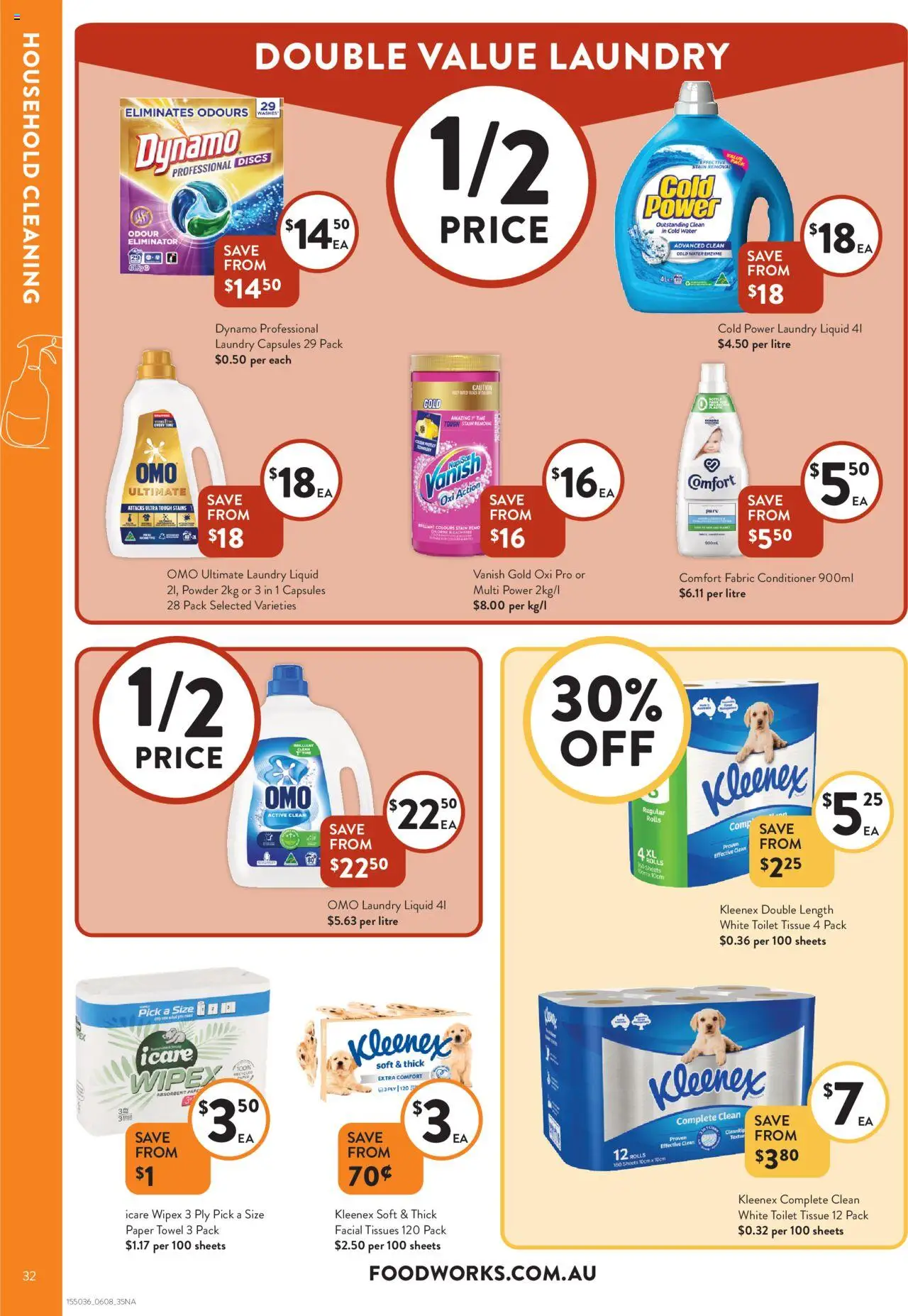 Foodworks catalogue - valid from 06.08.2025 | Page: 32 | Products: Powder, Conditioner, Water, Laundry