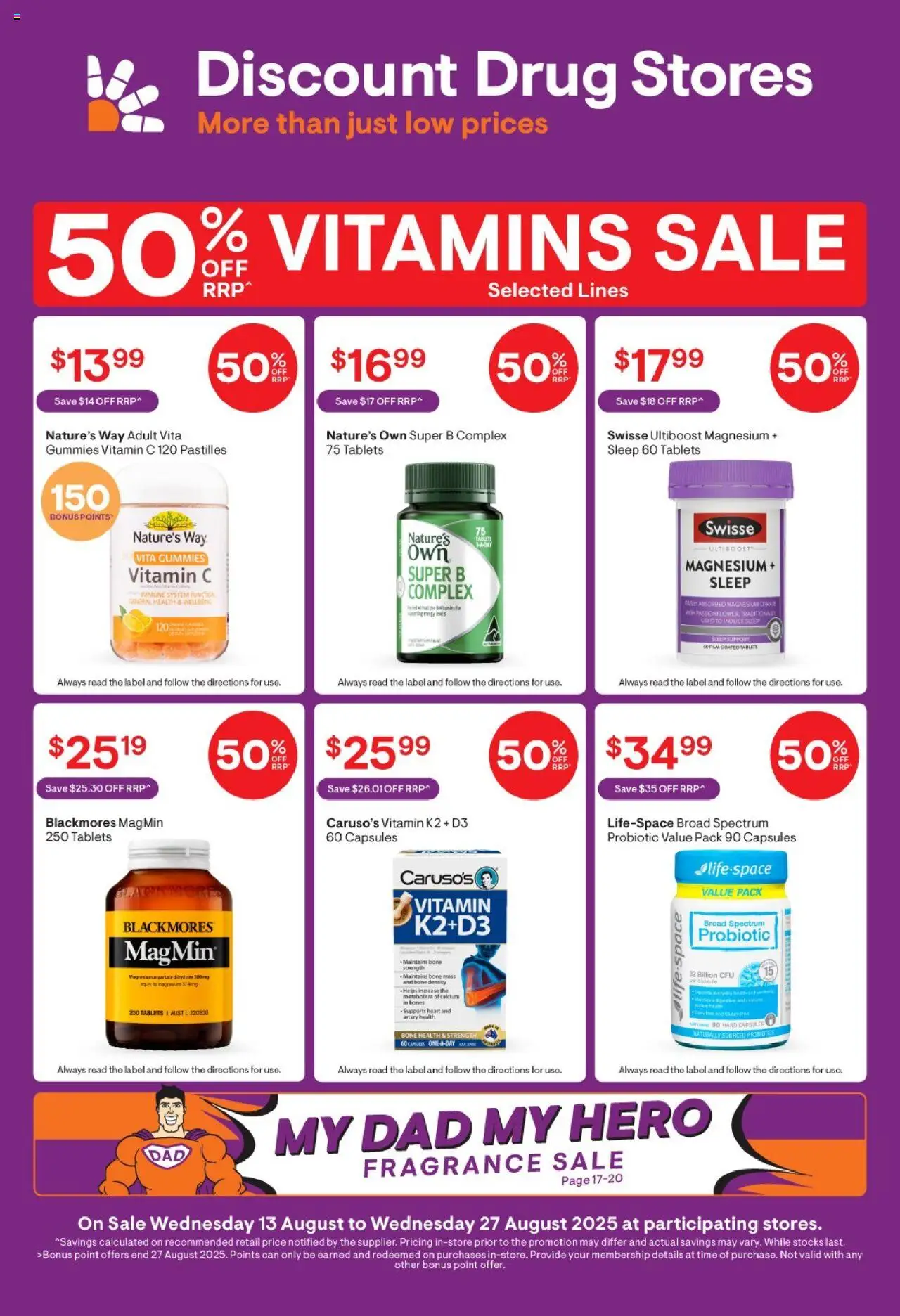 Discount Drug Stores catalogue - valid from 13.08.2025 | Page: 1 | Products: Fragrance, Tablets, Vitamin