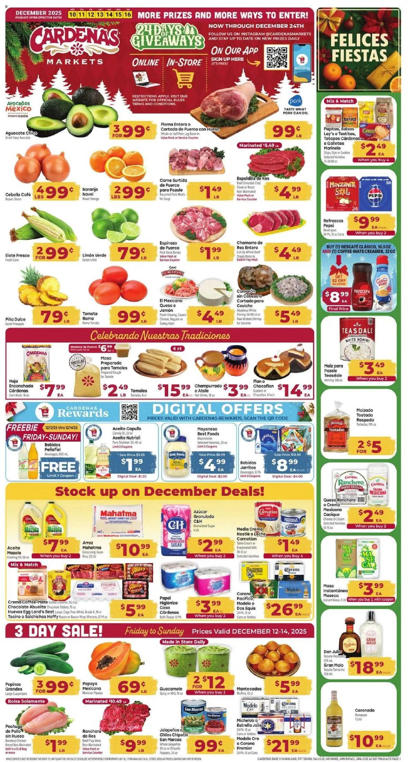 Cardenas Weekly Ad - valid from 10.12.2025 | Page: 1 | Products: Cheese, Ham, Cream, Lime