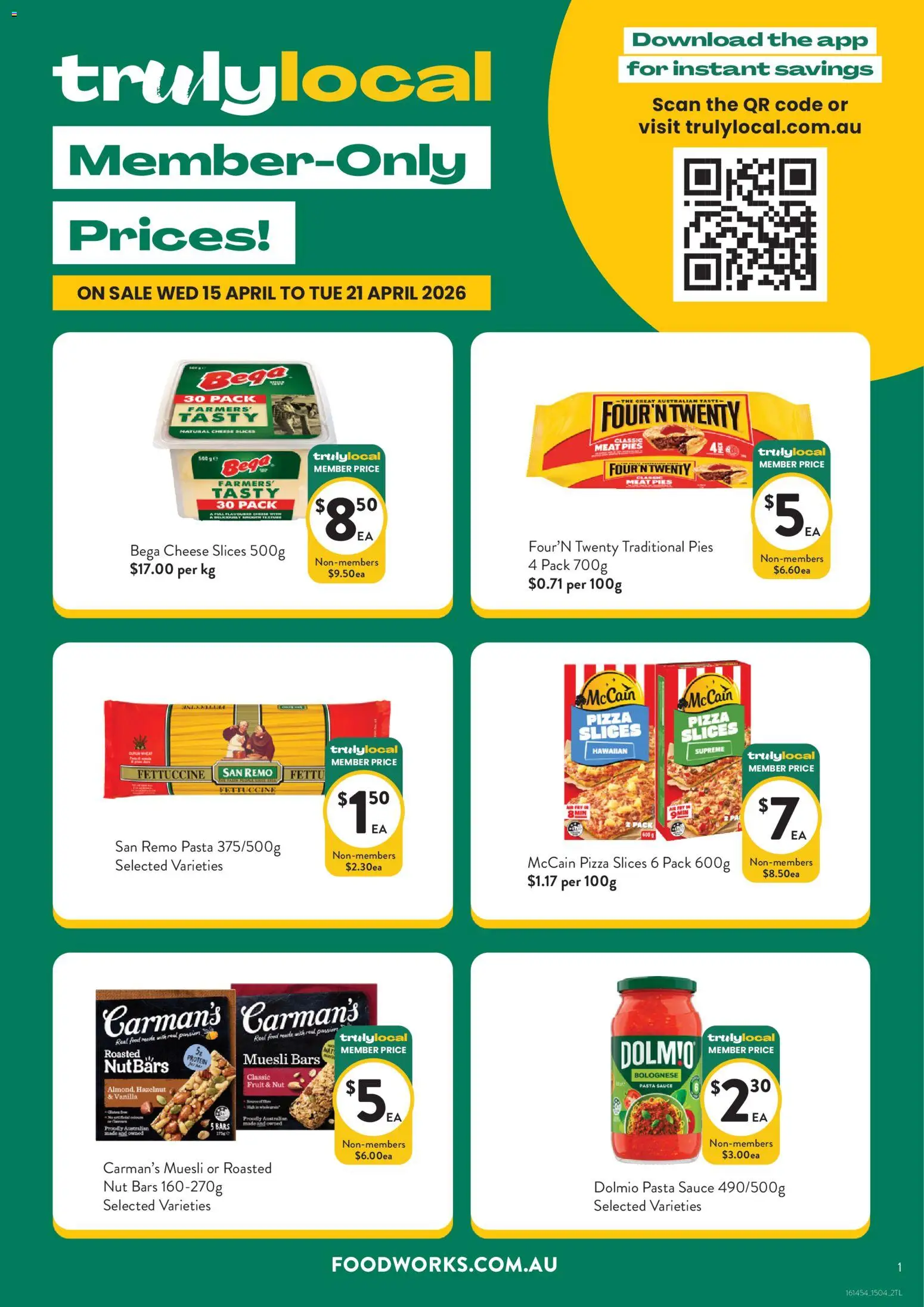 Foodworks catalogue - valid from 15.04.2026 | Page: 1 | Products: Cheese, Pizza, Pasta, Pies