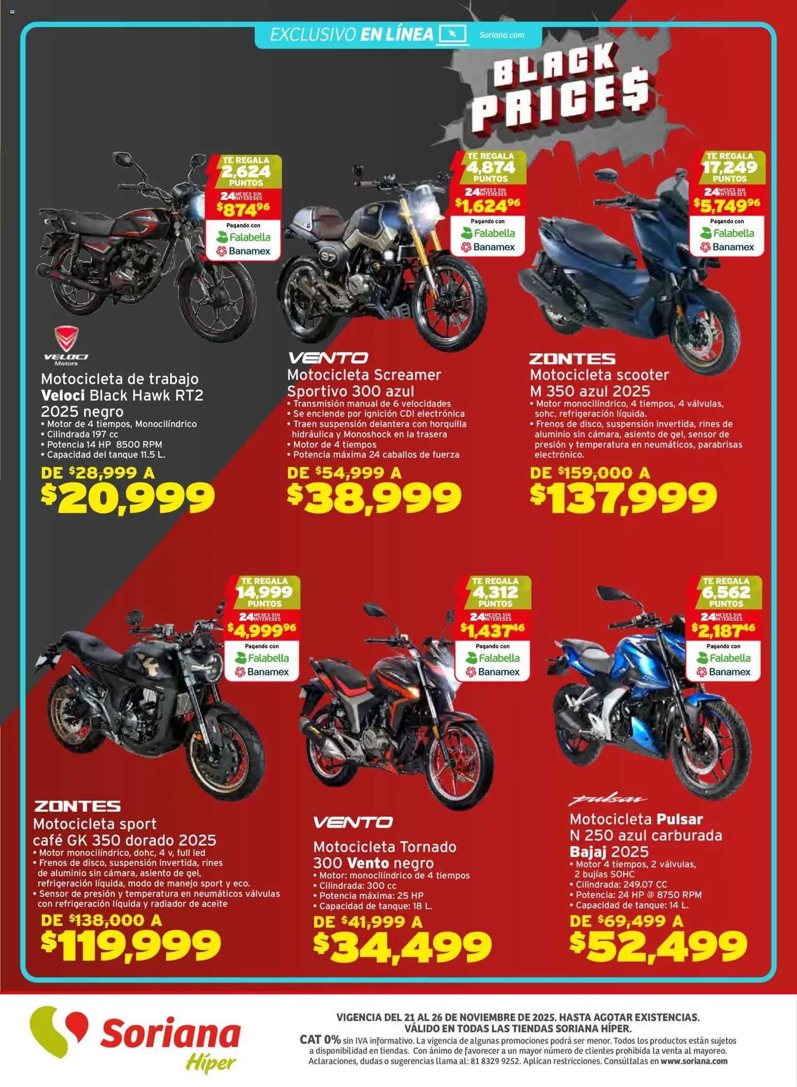 Nuevas ofertas de Soriana válidas en toda la República Mexicana desde el 21.11.2025. ¡Encuentra las mejores ofertas en Soriana - Black Prices Súper Nacional! | Página: 26 | Productos: Café, Scooter, Té, Radiador