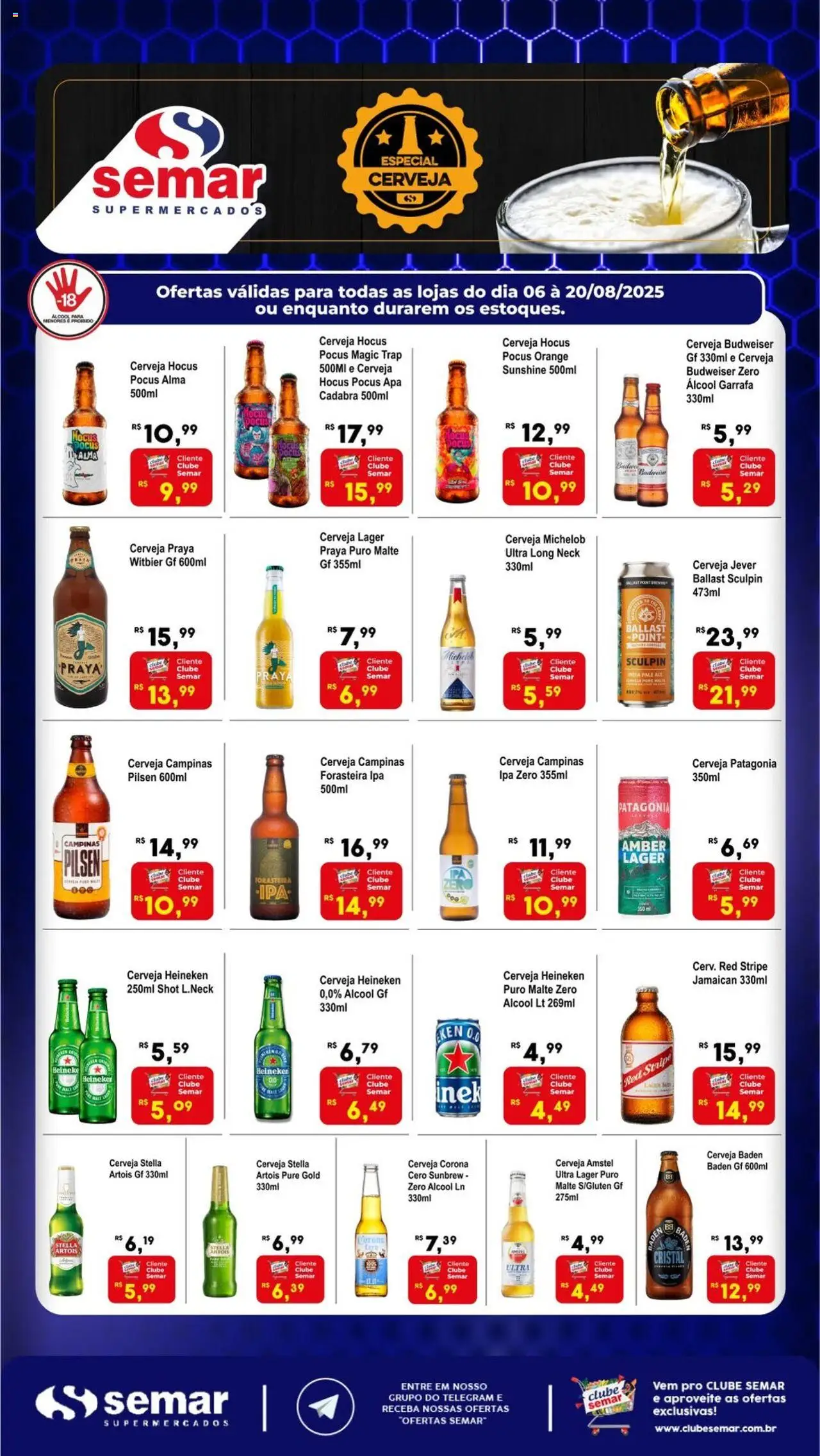 Semar Supermercado Folheto - válido de 06.08.2025 | Página: 1 | Produtos: Cerveja, Cerveja Heineken, Heineken