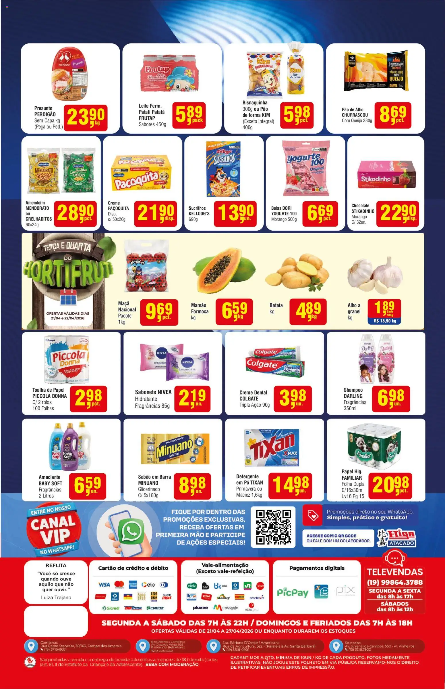 Higa Atacado Folheto - válido de 21.04.2026 | Página: 2 | Produtos: Alho, Detergente, Leite, Chocolate