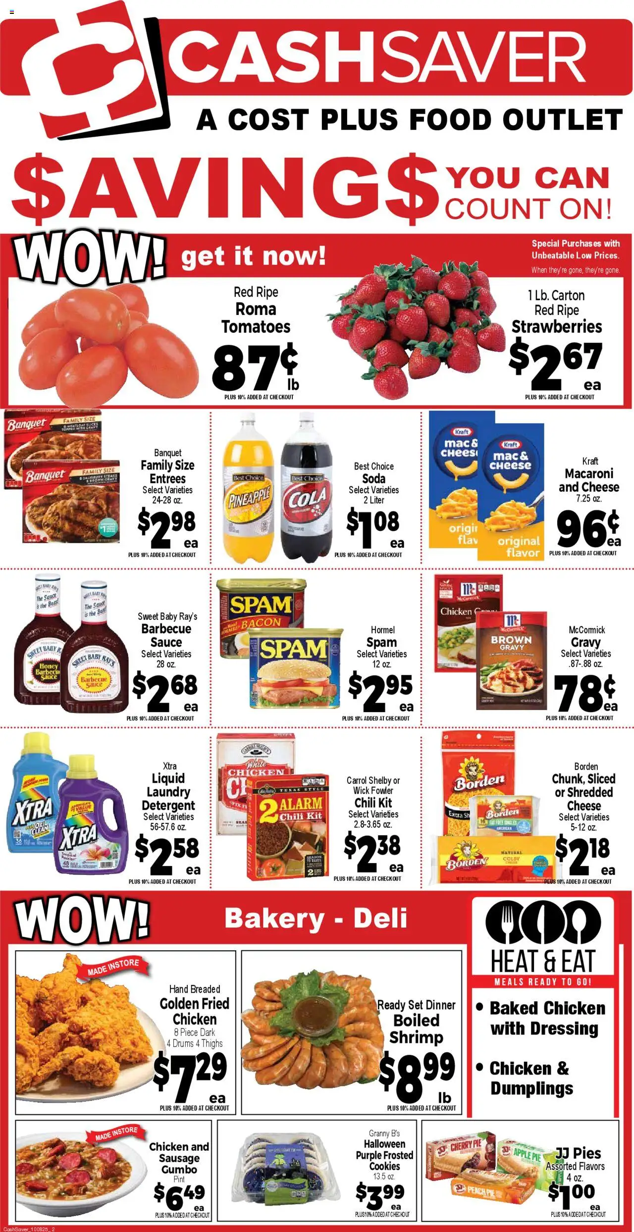 Market Basket - Cash Saver - valid from 08.10.2025 | Page: 2 | Products: Tomatoes, Strawberries, Sauce, Sausage
