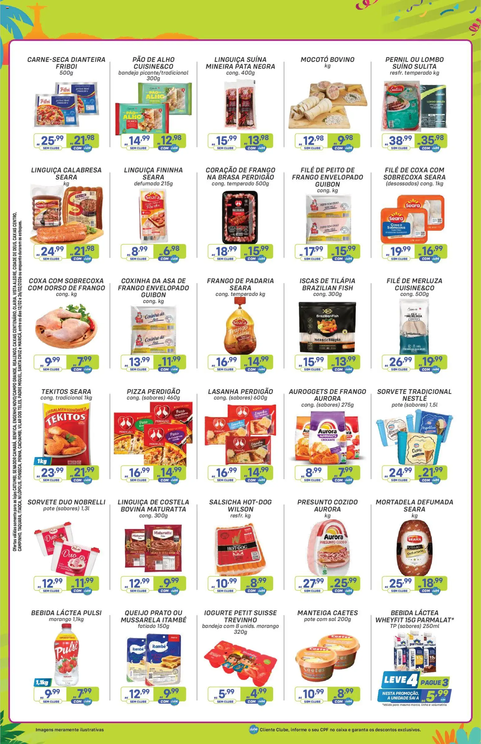 Prezunic Folheto - válido de 12.02.2026 | Página: 3 | Produtos: Iogurte, Pão, Presunto, Sal