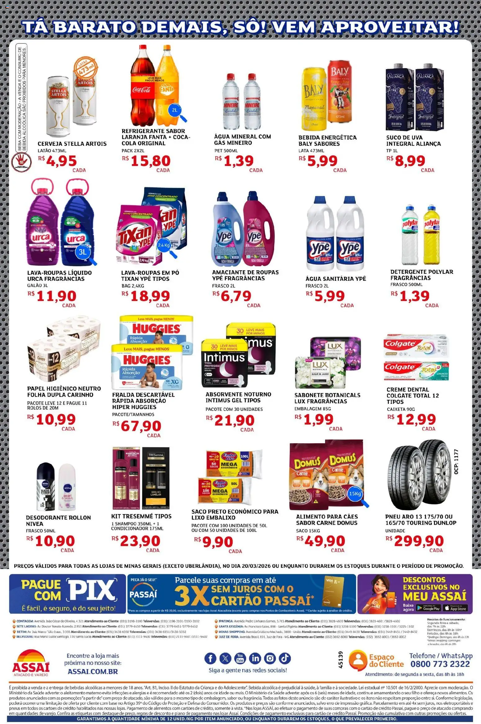 Assaí Atacadista Folheto - válido de 20.03.2026 | Página: 2 | Produtos: Cola, Bebida, Telefone, Amaciante