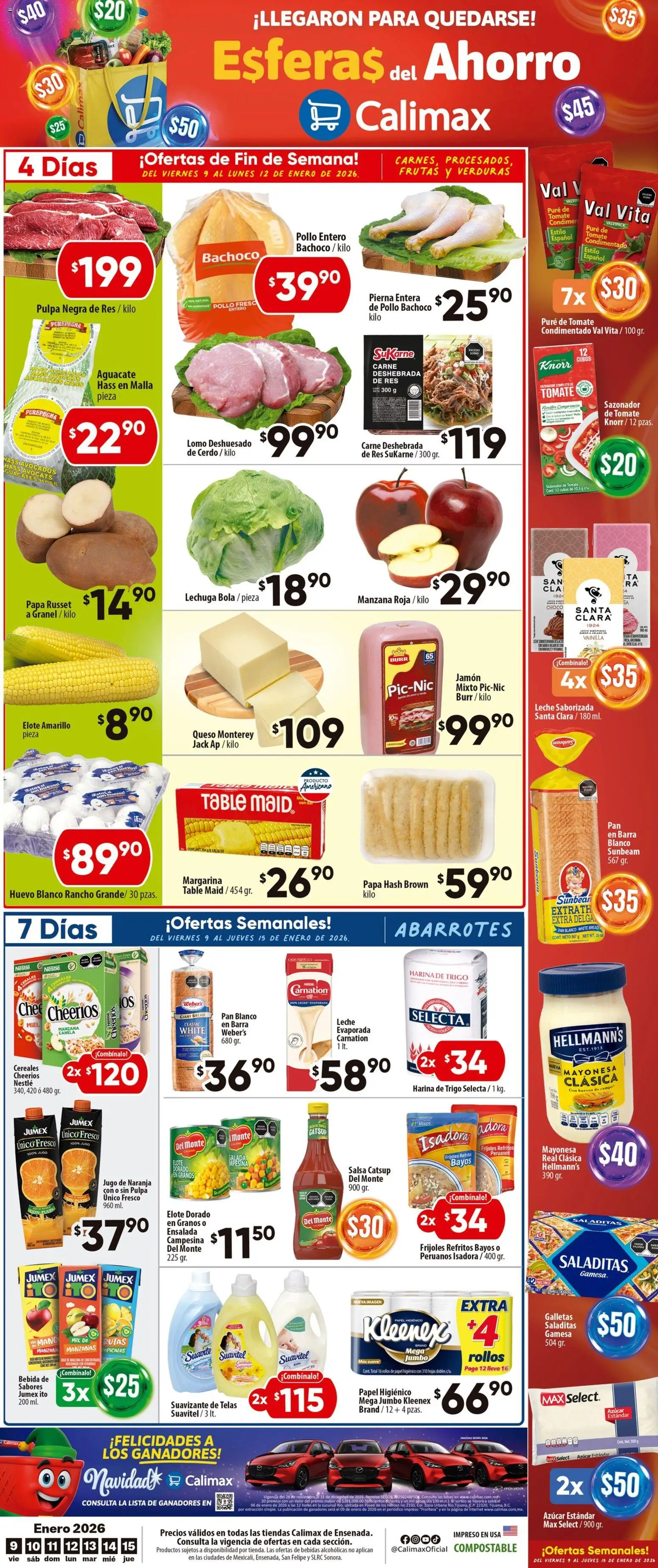 Nuevas ofertas de Calimax válidas en toda la República Mexicana desde el 09.01.2026. ¡Encuentra las mejores ofertas en Calimax folleto Ensenada! | Página: 1 | Productos: Mayonesa, Res, Catsup, Suavizante de telas