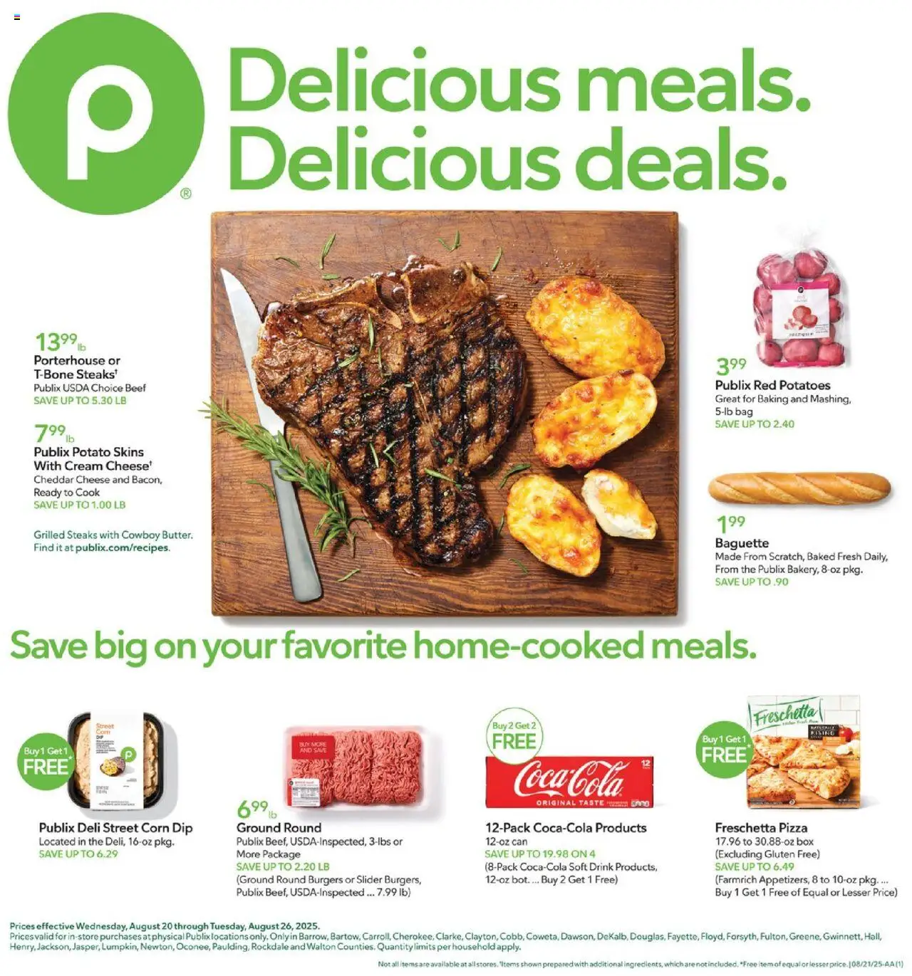 Publix Weekly Ad - valid from 20.08.2025 | Page: 1 | Products: Corn, Cheese, Pizza, Potatoes