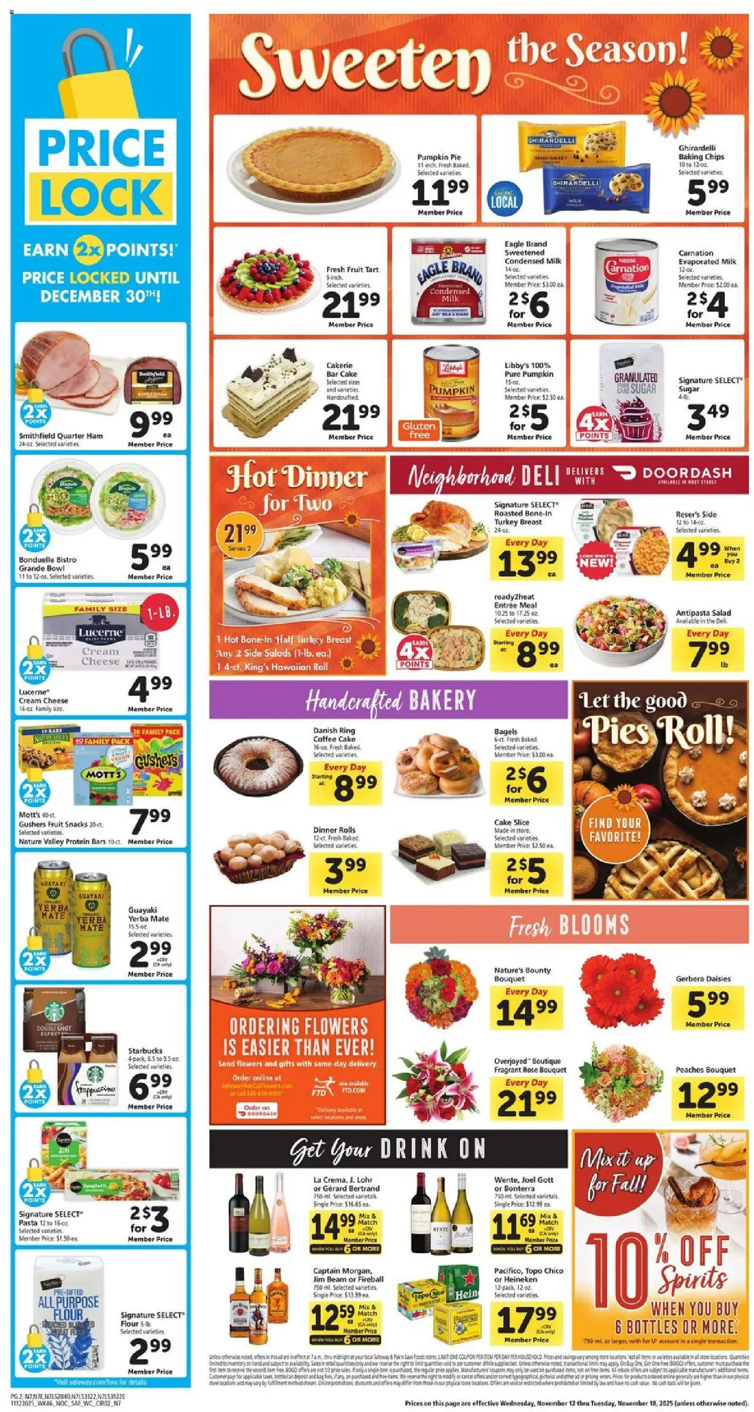 Safeway Weekly Ad - valid from 12.11.2025 | Page: 2 | Products: Bakery, Salad, Pumpkin Pie, Pumpkin