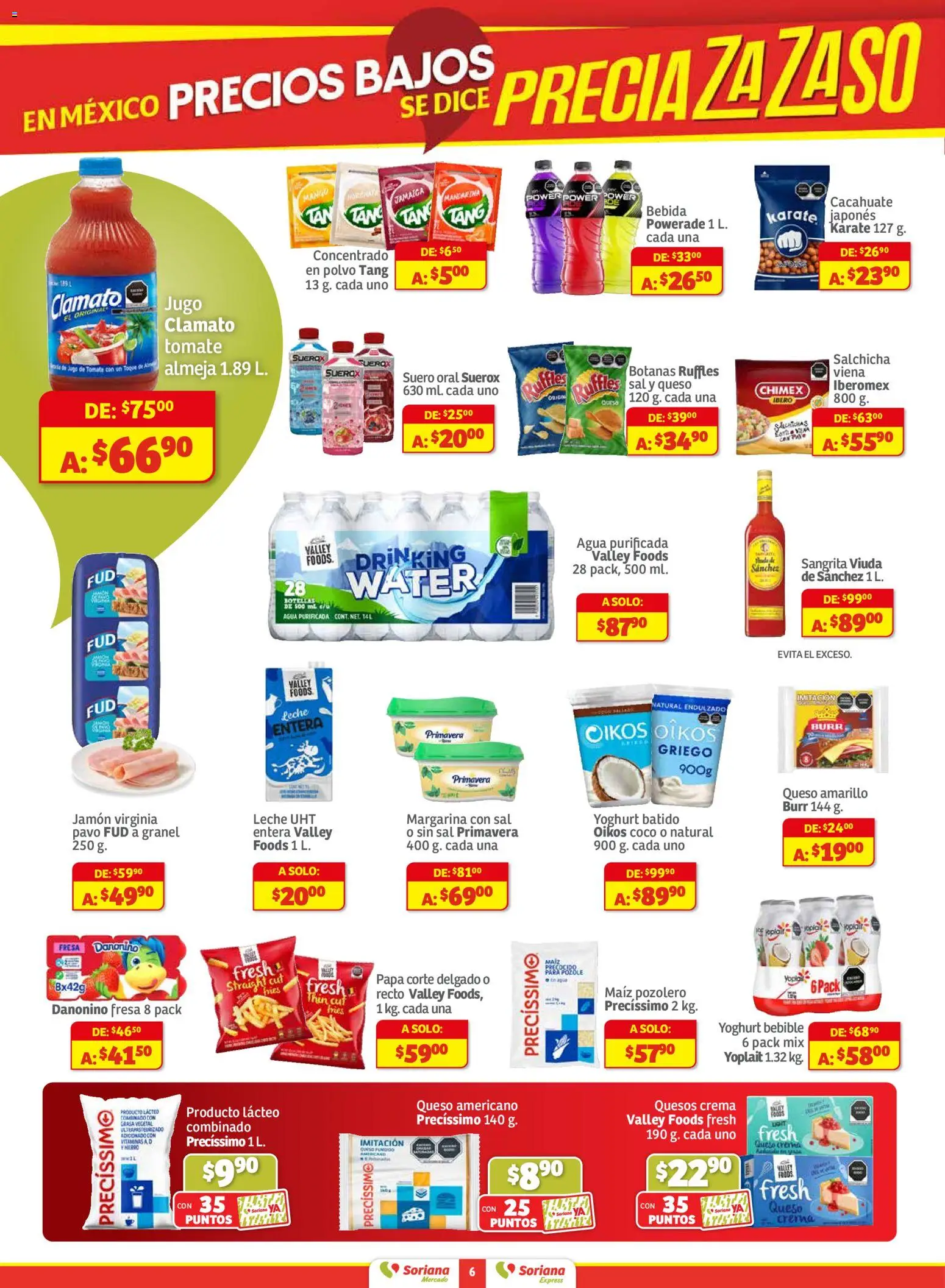 Nuevas ofertas de Soriana válidas en toda la República Mexicana desde el 11.12.2025. ¡Encuentra las mejores ofertas en Soriana - Pesito Valedor Mercado: Nay, Sin, Son! | Página: 6 | Productos: Papa, Sal, Queso crema, Mango