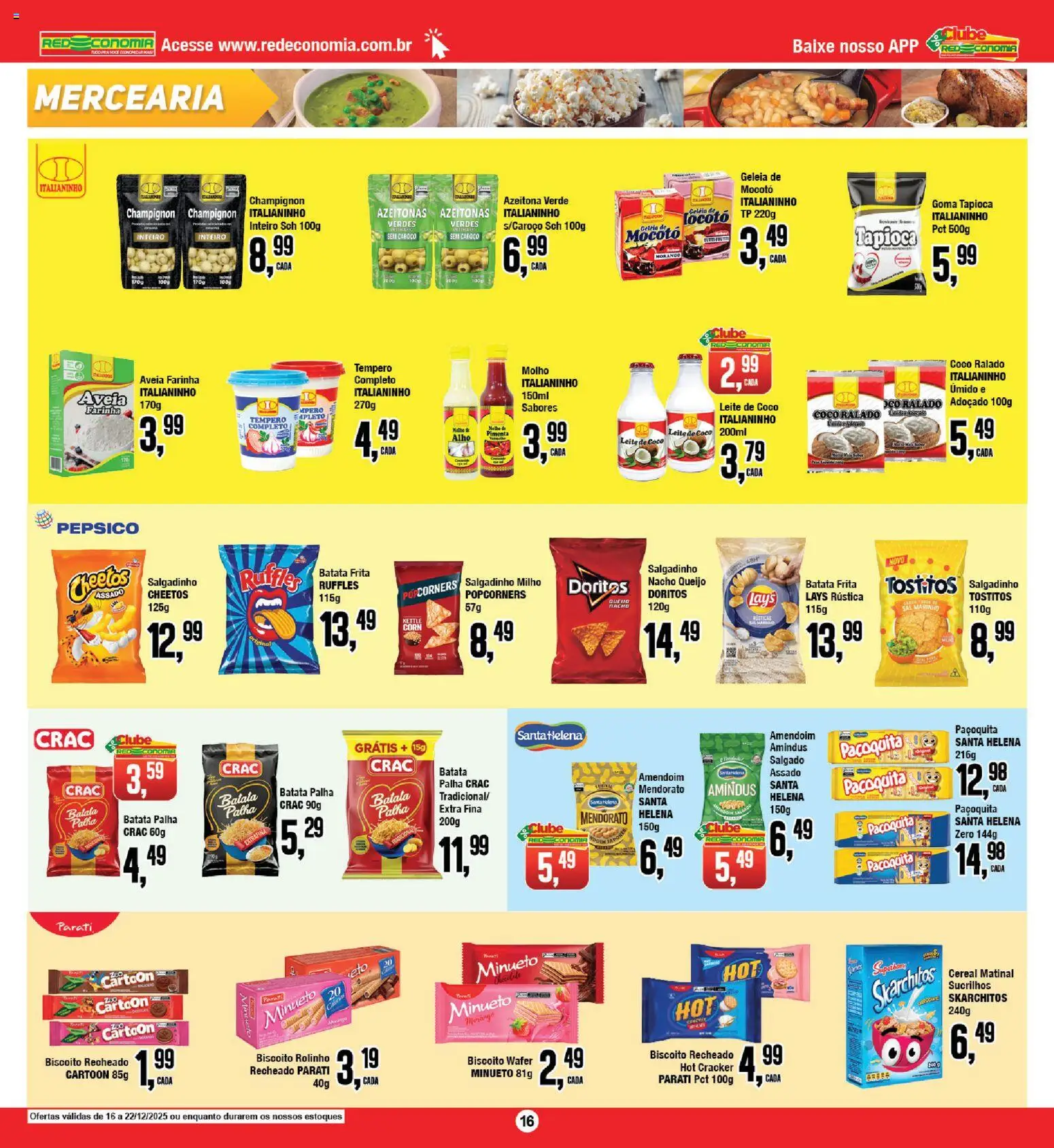 RedEconomia Folheto - válido de 16.12.2025 | Página: 16 | Produtos: Coco, Amendoim, Azeitonas, Biscoito recheado