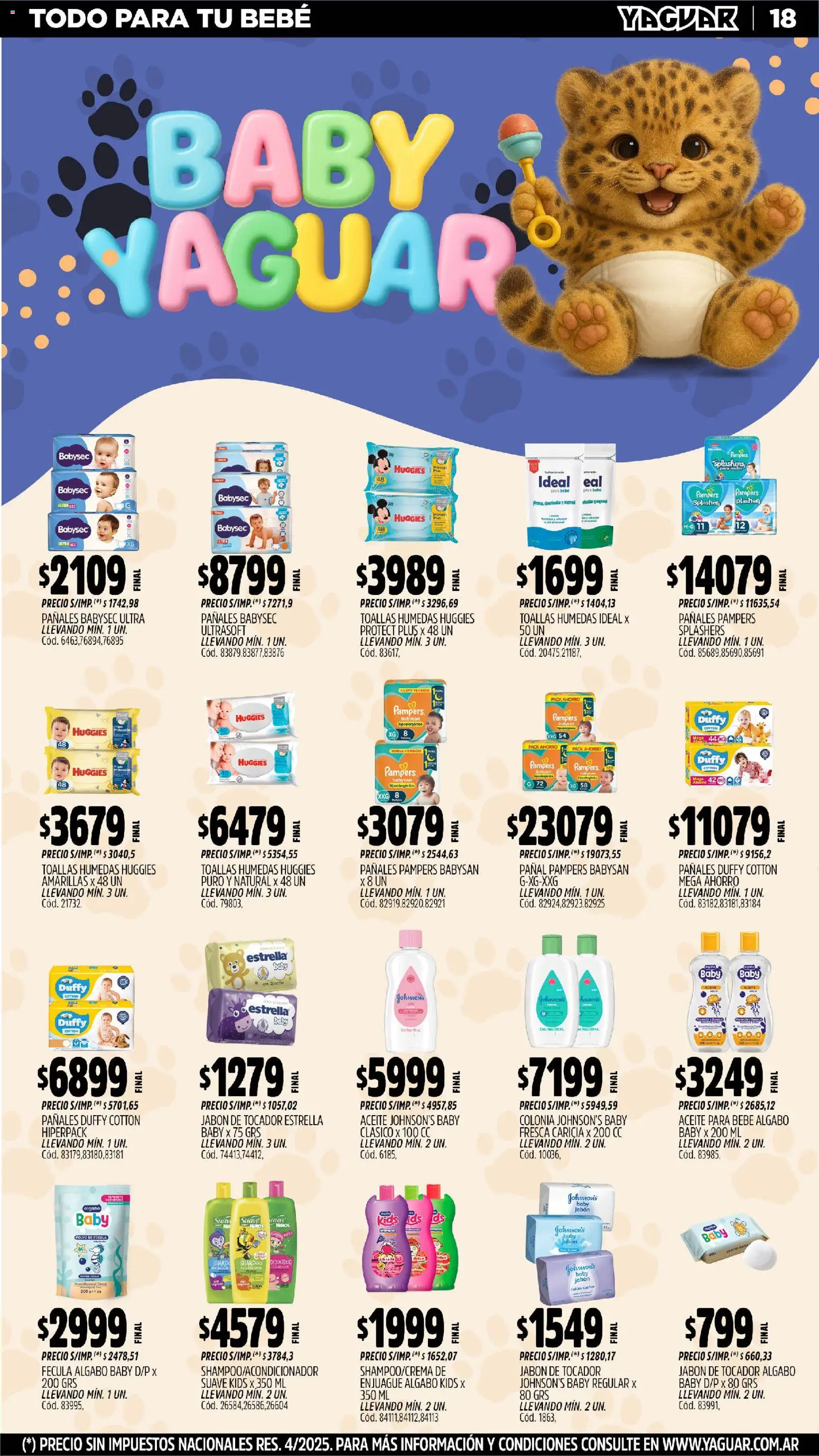 Yaguar - Córdoba │ válido desde el 10.11.2025 | Página: 19 | Productos: Toallas, Aceite, Shampoo, Pañales