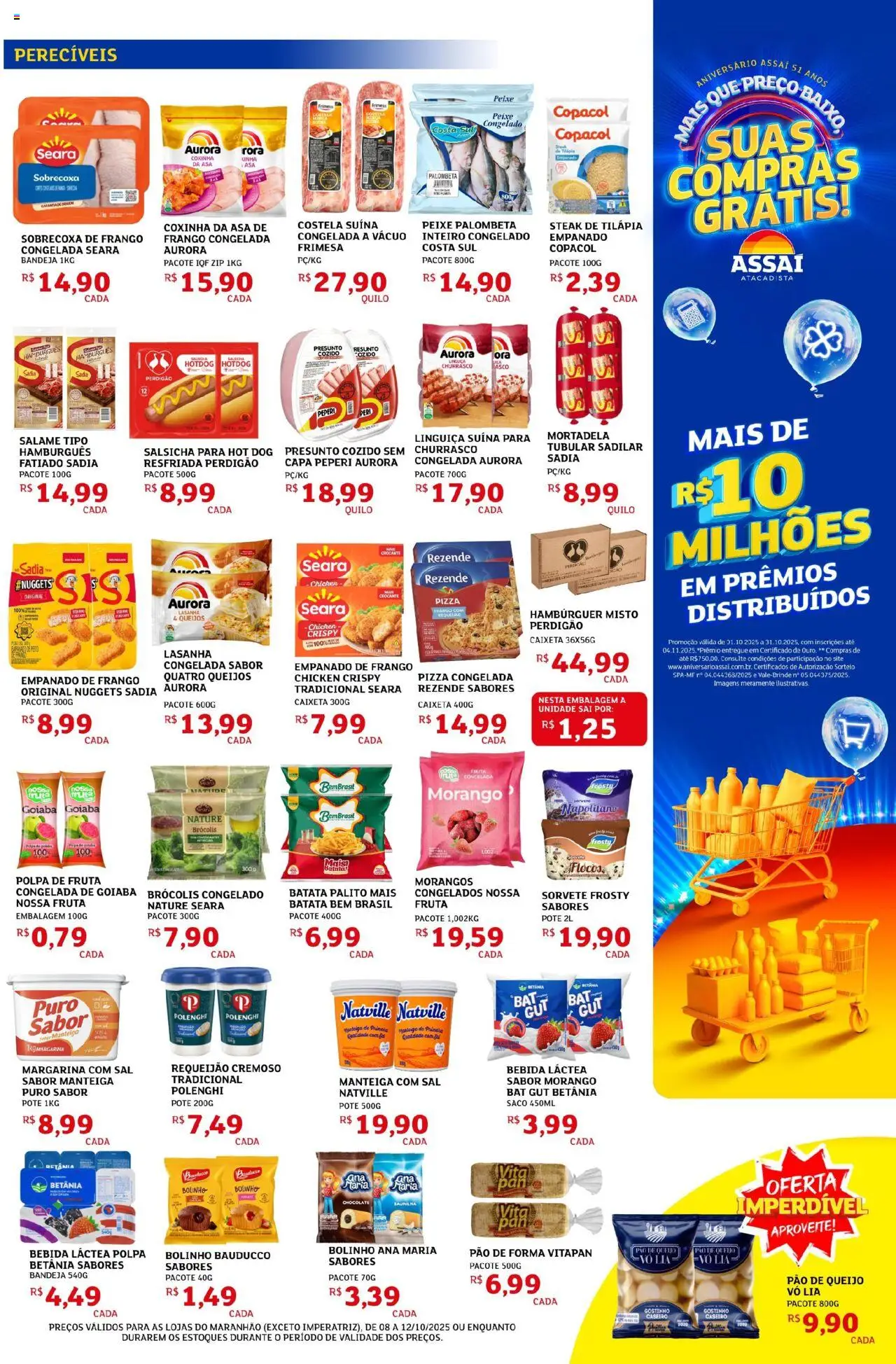 Assaí Atacadista Folheto - válido de 08.10.2025 | Página: 3 | Produtos: Manteiga, Lasanha, Brócolis, Pão de queijo