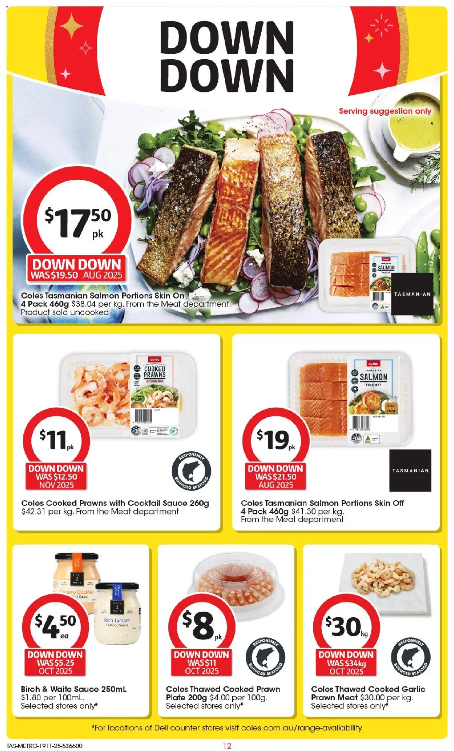 Coles catalogue - valid from 19.11.2025 | Page: 13 | Products: Meat, Salmon, Sauce, Seafood