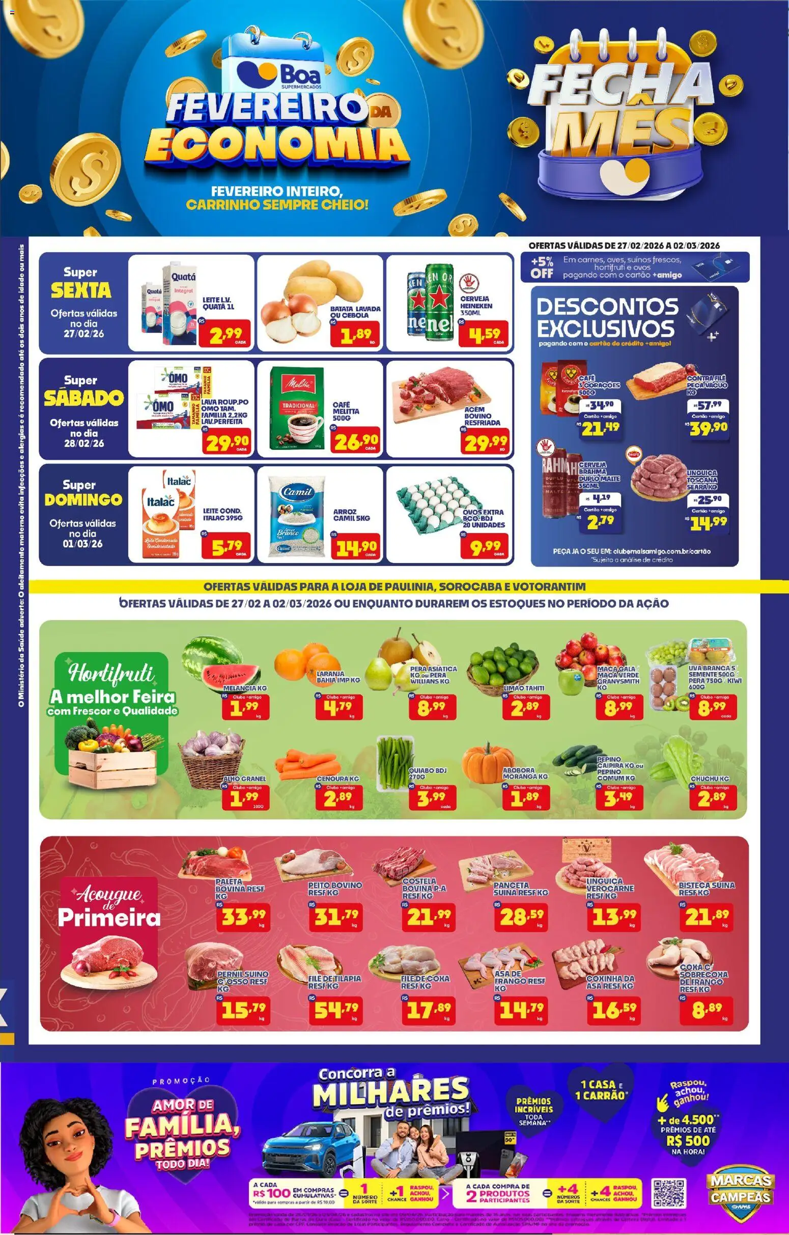 Boa Supermercados Folheto - válido de 27.02.2026 | Página: 1 | Produtos: Alho, Quiabo, Arroz, Heineken