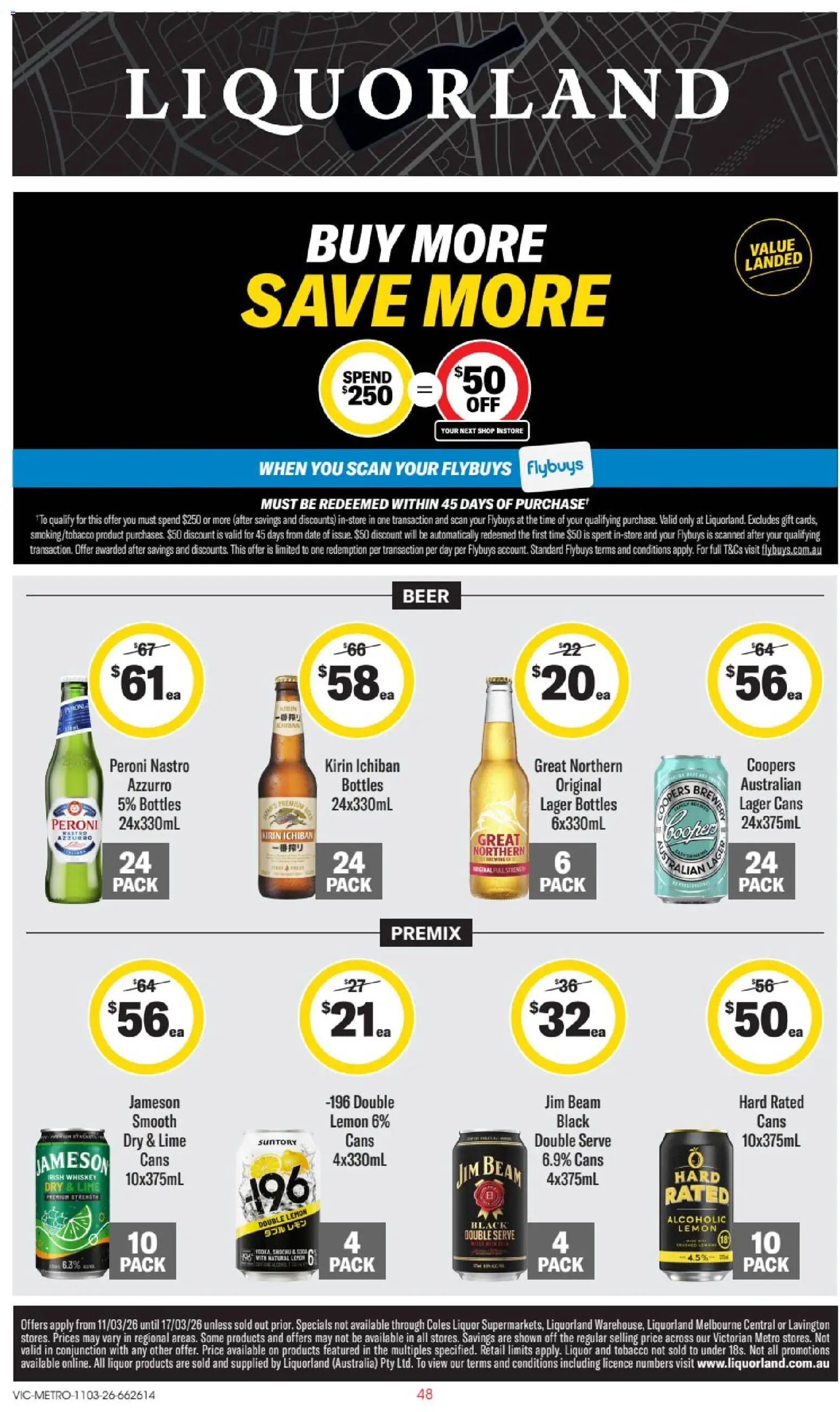 Liquorland catalogue - valid from 11.03.2026 | Page: 1 | Products: Beer, Whiskey, Lemon, Lime