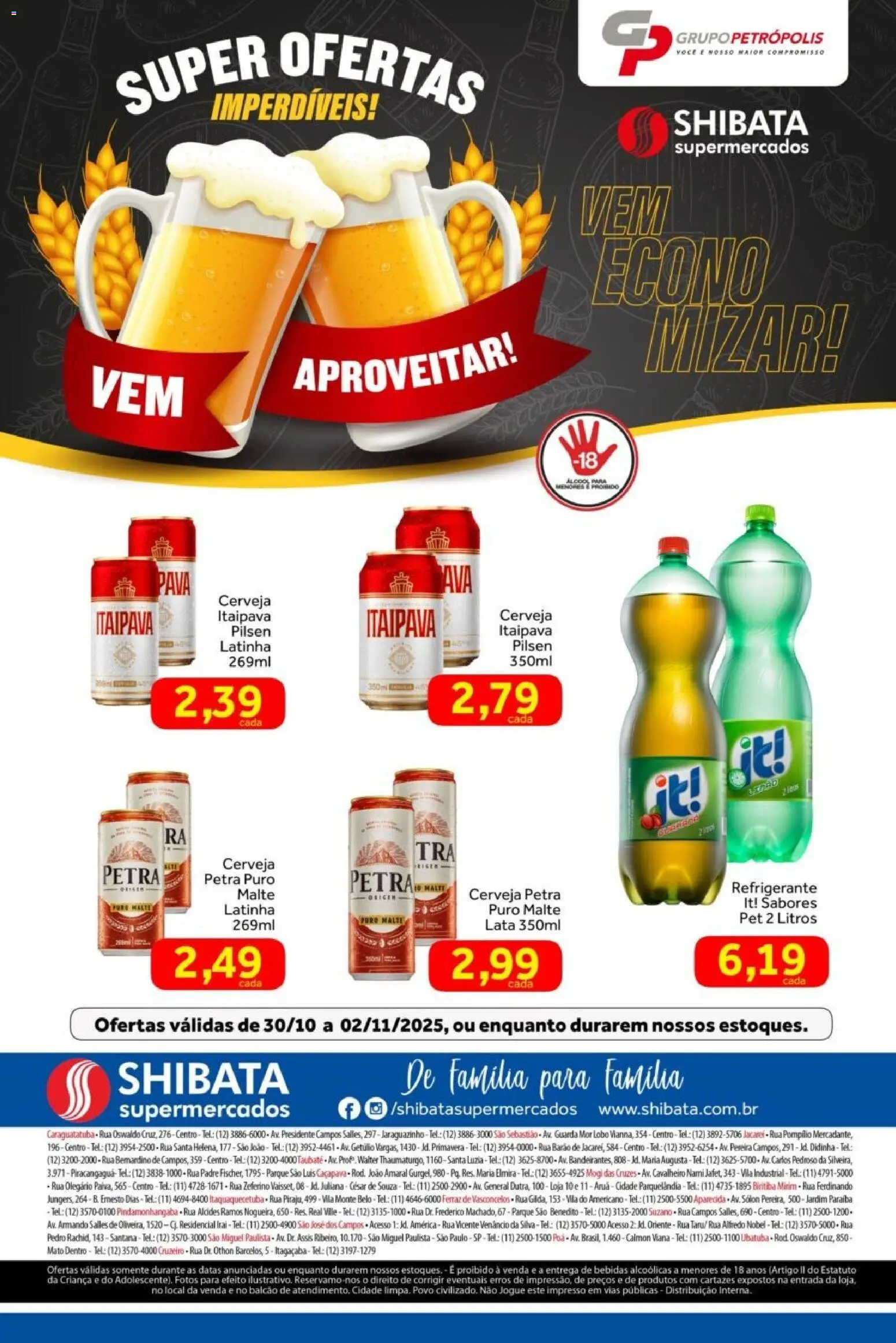 Shibata Folheto - válido de 30.10.2025 | Página: 1 | Produtos: Cerveja, Refrigerante