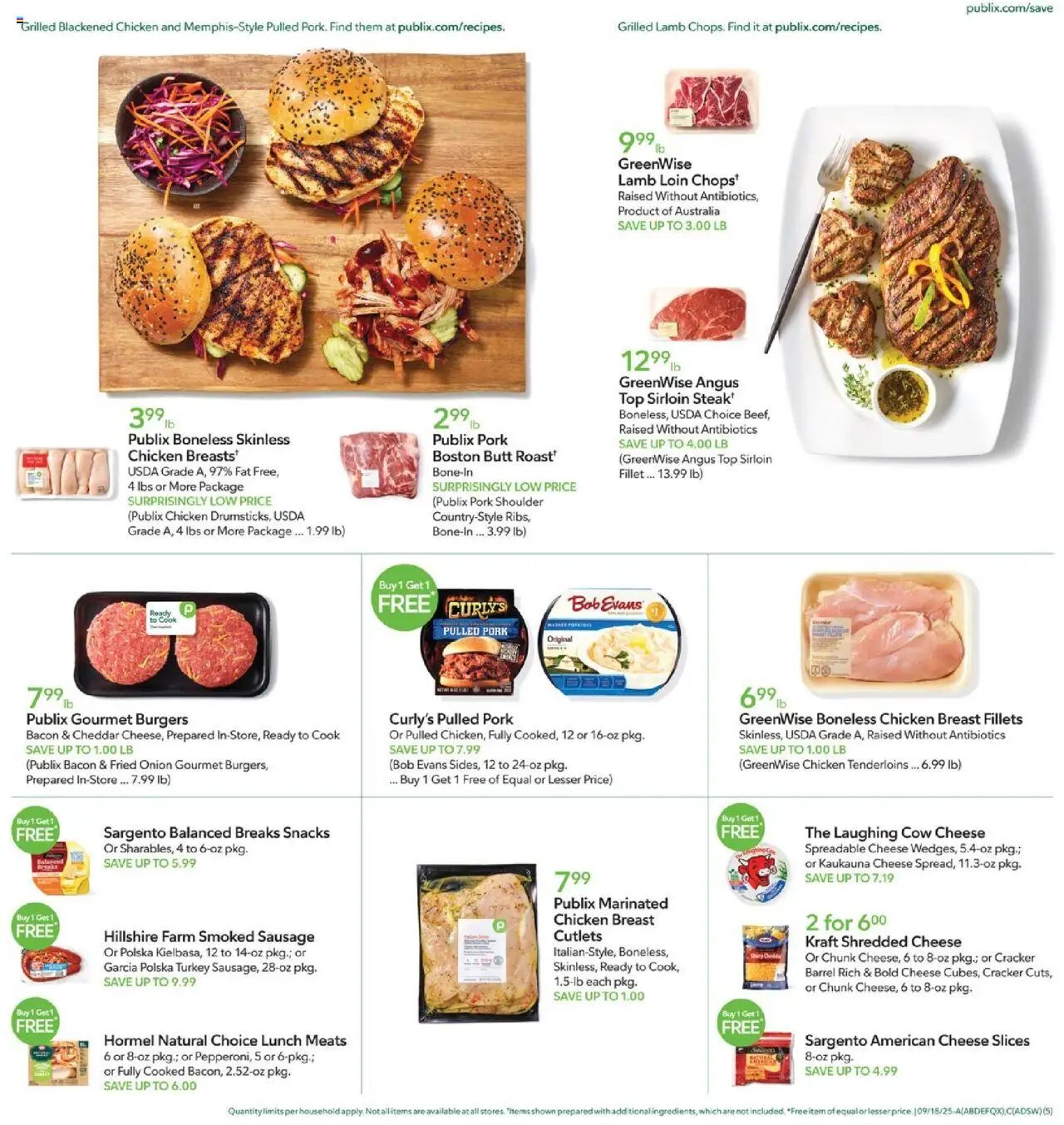 Publix Weekly Ad - valid from 17.09.2025 | Page: 5 | Products: Cheese, Pork, Potatoes, Onion