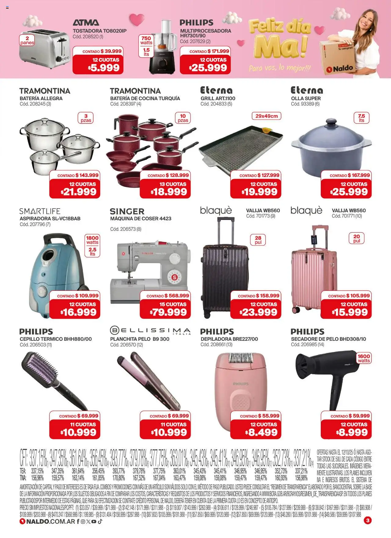 Naldo catálogo │ válido desde el 01.10.2025 | Página: 3 | Productos: Valija, Cocina, Máquina de coser, Depiladora