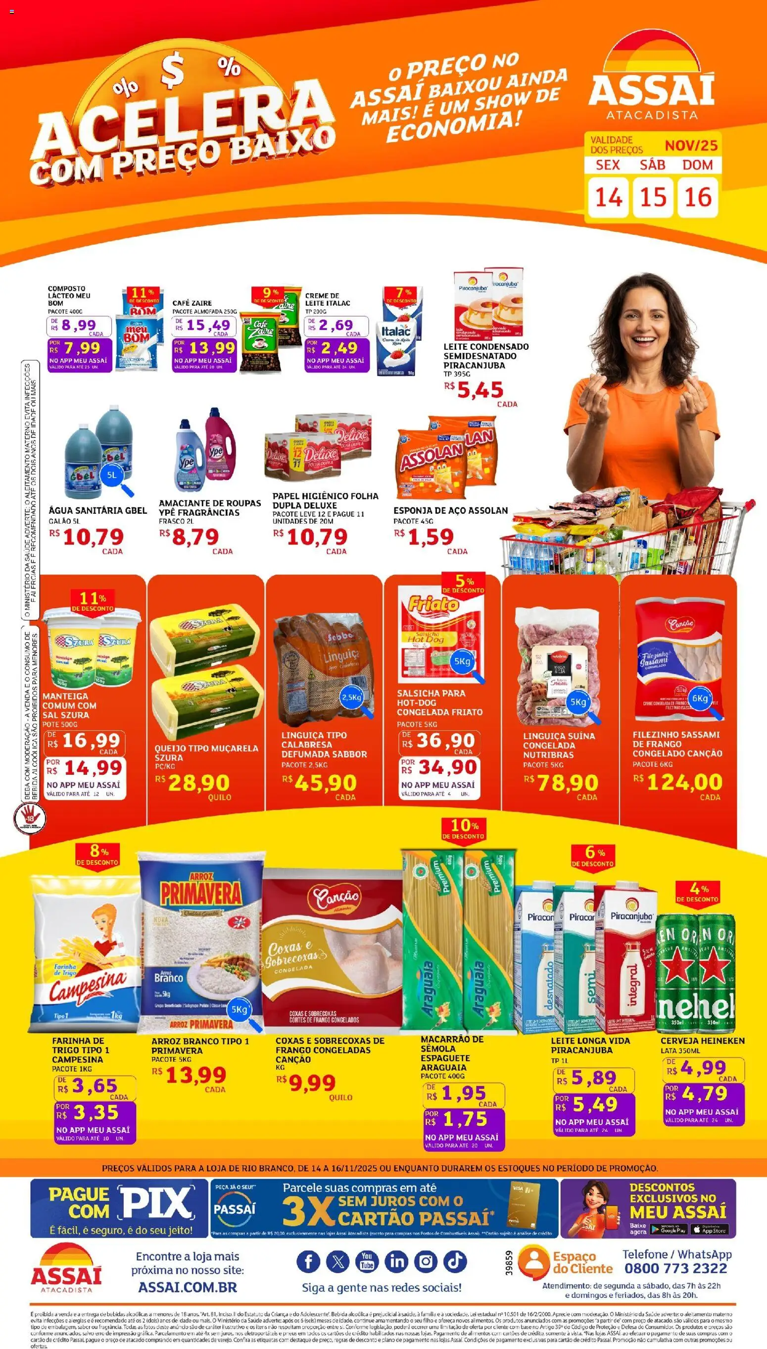 Assaí Atacadista Folheto - válido de 14.11.2025 | Página: 1 | Produtos: Base, Carne, Bebida, Água sanitária