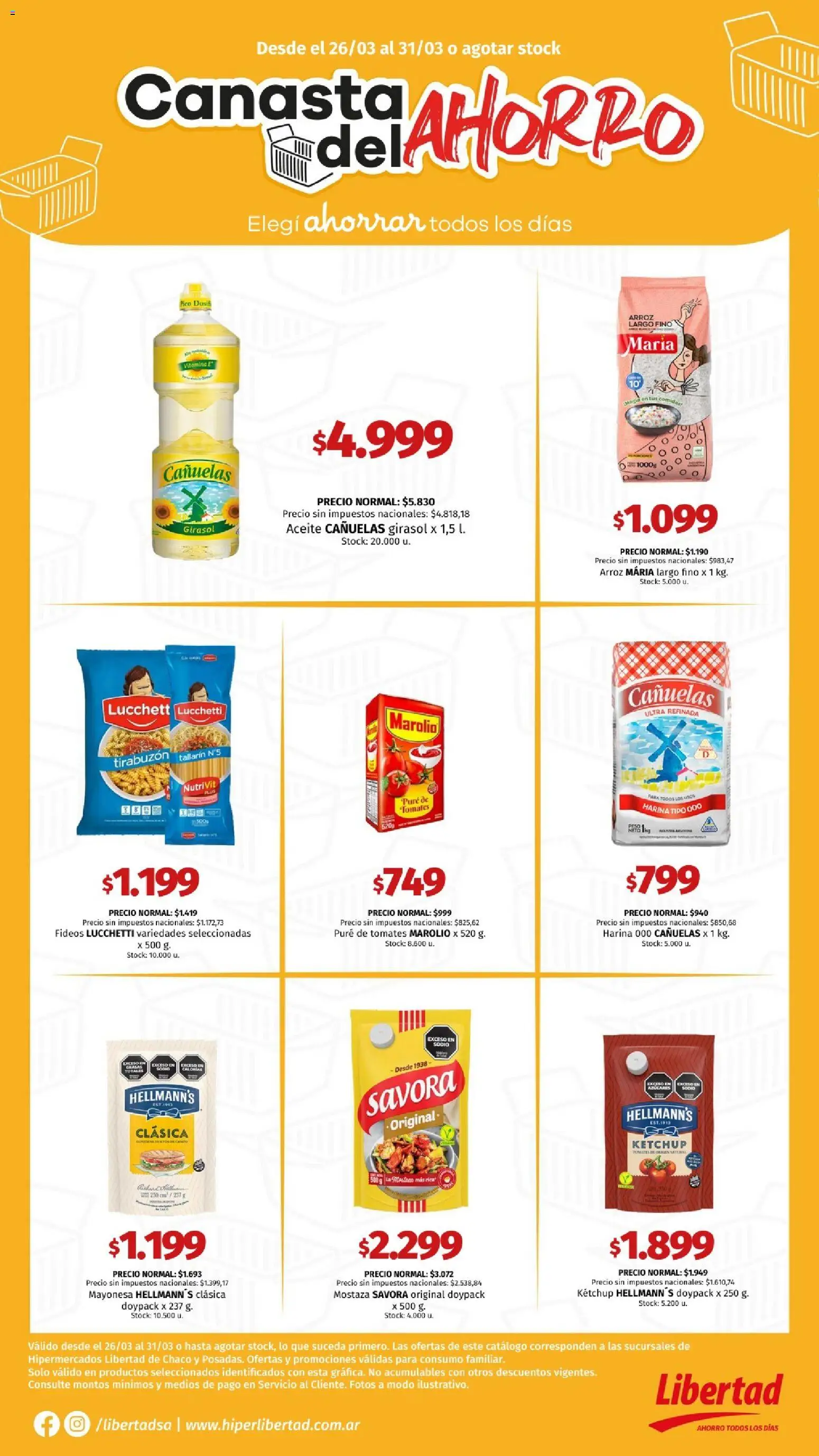 Hipermercado Libertad catálogo │ válido desde el 26.03.2026 | Página: 1 | Productos: Harina, Arroz, Fideos, Canasta