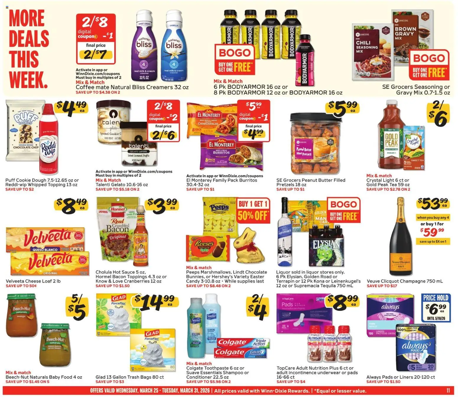Winn Dixie Weekly Circular - FL - valid from 25.03.2026 | Page: 11 | Products: Shampoo, Conditioner, Tea, Underwear