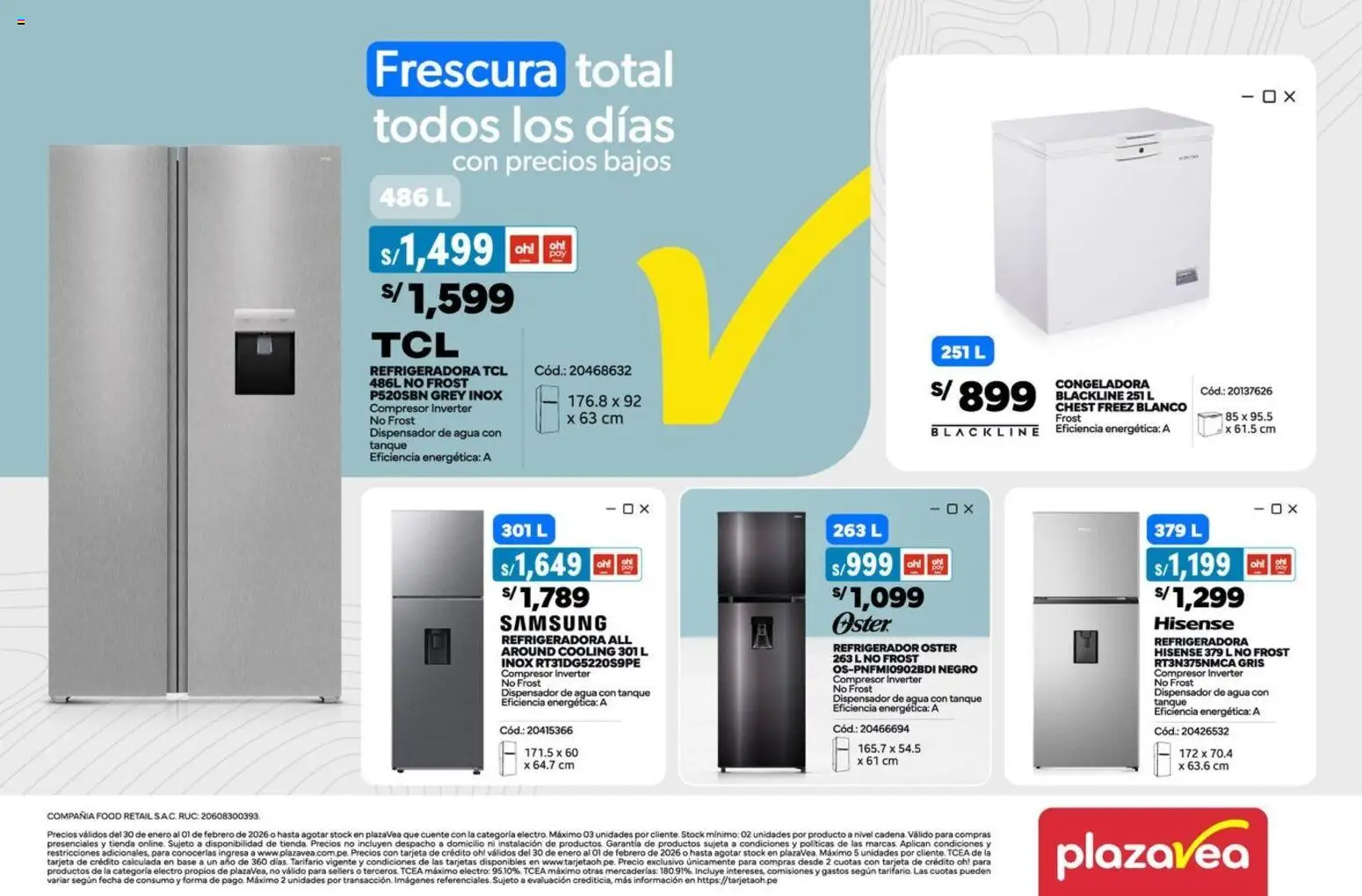 Catálogo Plaza Vea válido desde 30.01.2026 | Página: 1 | Productos: Refrigerador