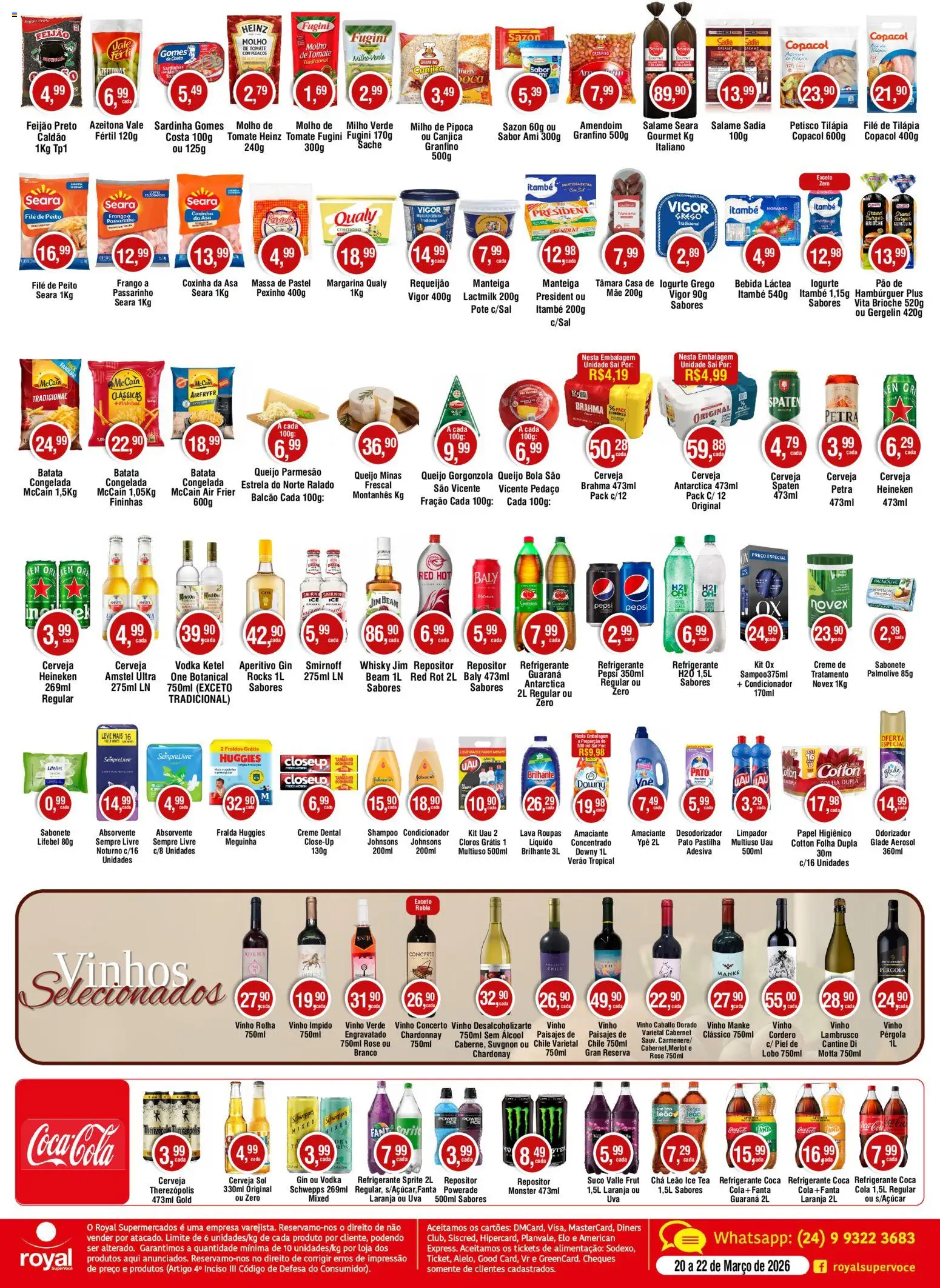 Royal Supermercados Folheto - válido de 20.03.2026 | Página: 2 | Produtos: Guaraná, Queijo, Suco, Vodka