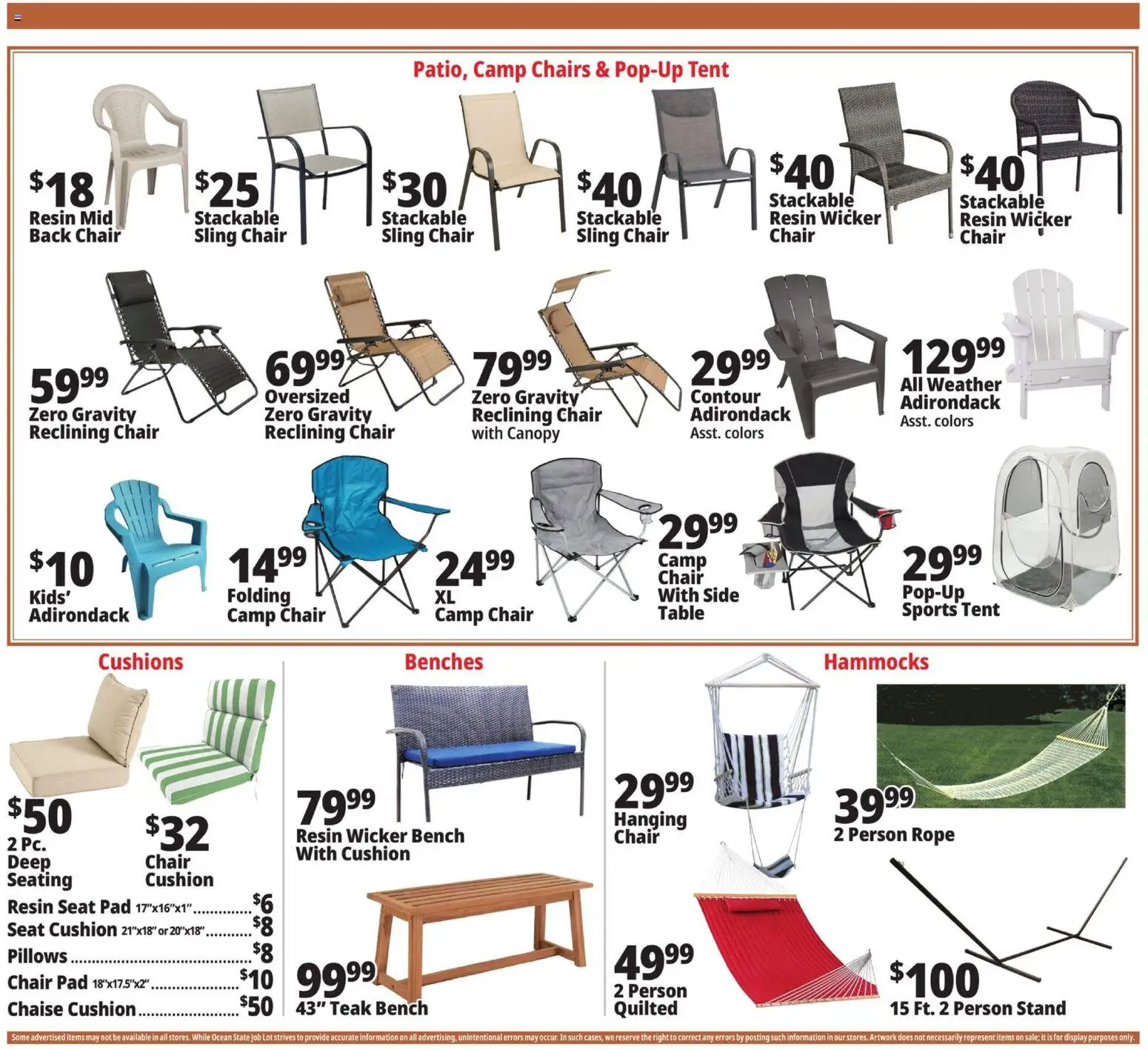 Ocean State Job Lot Weekly Ad - valid from 23.04.2026 | Page: 8 | Products: Table, Chair, Tent, Cushion