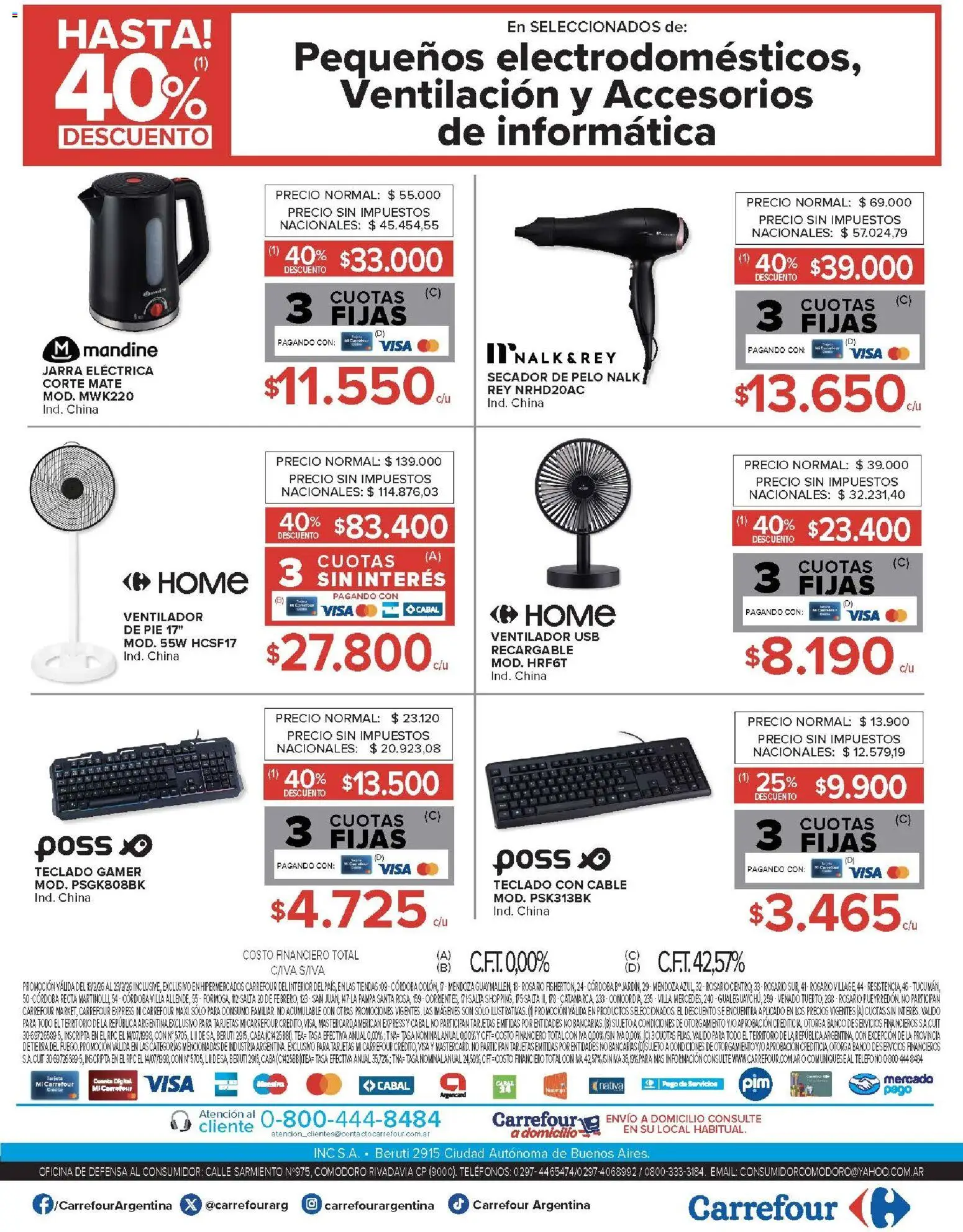 Carrefour ofertas │ válido desde el 18.02.2026 | Página: 31 | Productos: Teléfono, Teclado, Secador de pelo, Jarra