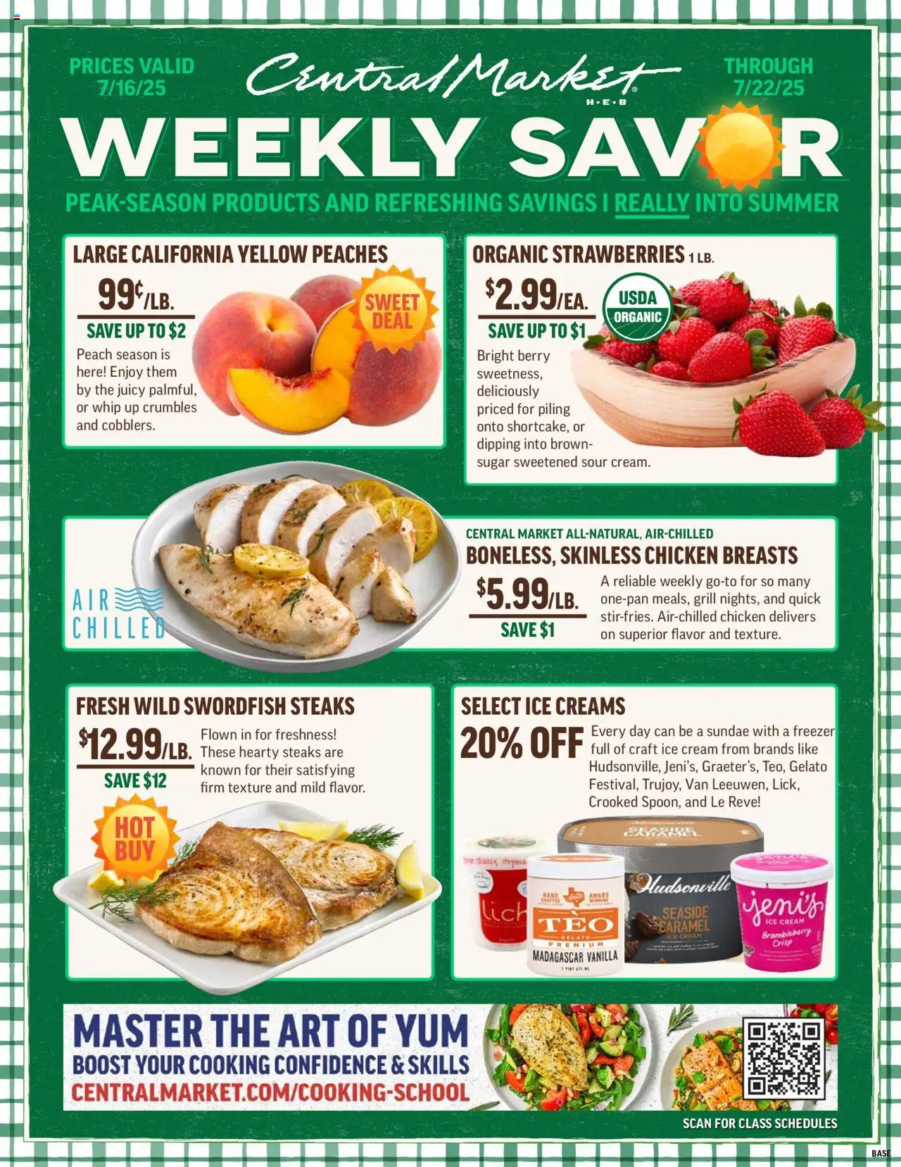 Central Market Weekly Ad - valid from 16.07.2025 | Page: 1 | Products: Strawberries, Sugar, Peach, Freezer