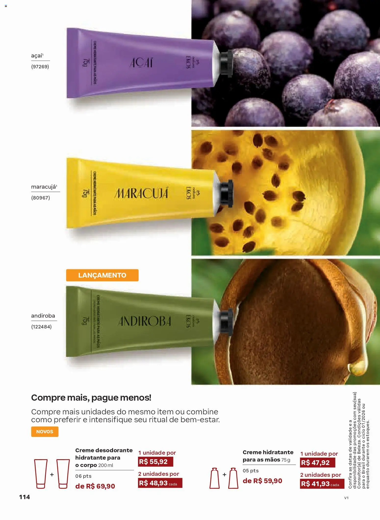 Natura Folheto - válido de 26.12.2025 | Página: 114 | Produtos: Maracujá, Desodorante, Creme, Açaí