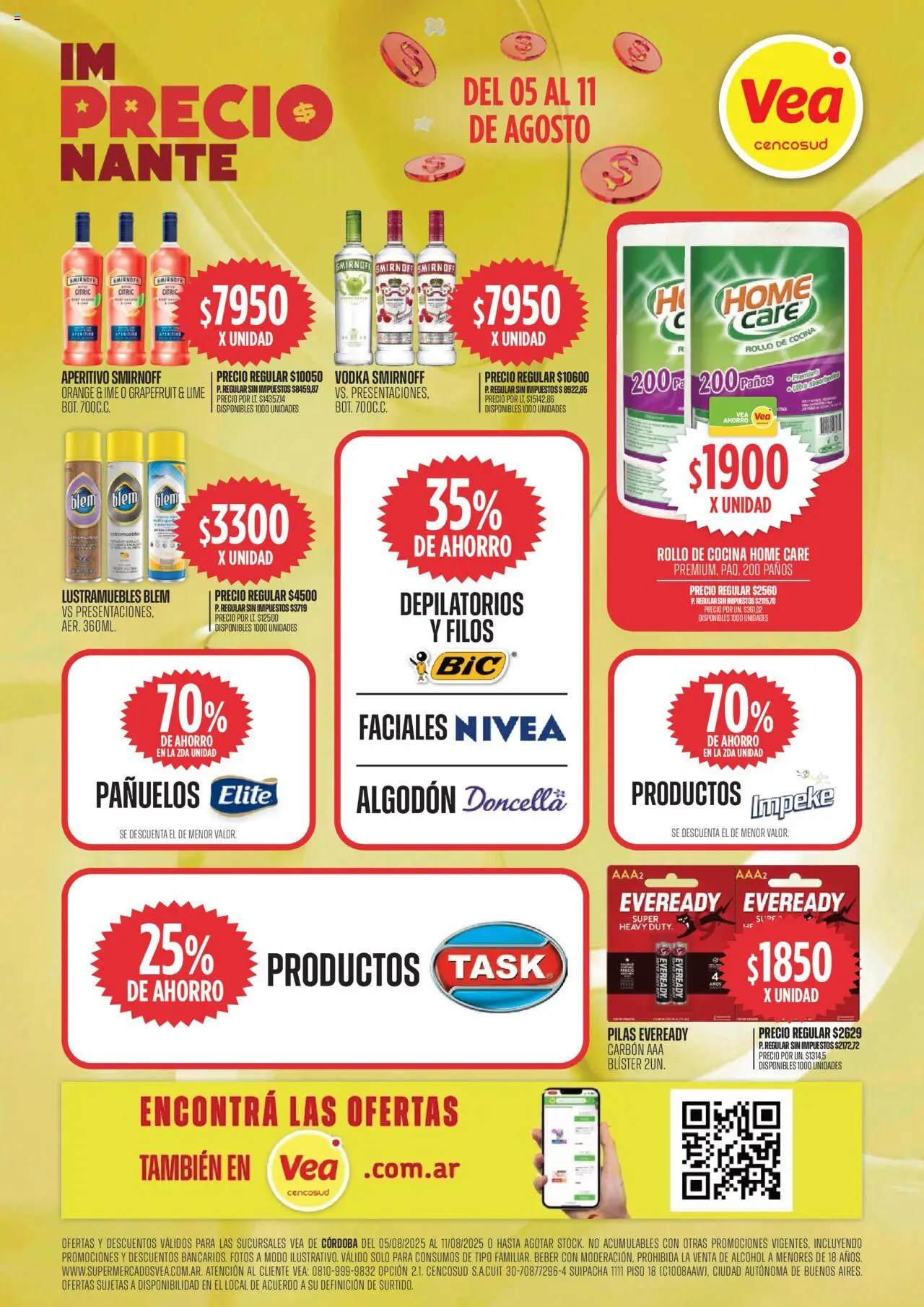 Vea - Oferta imPRECIOnante - Córdoba │ válido desde el 05.08.2025 | Página: 7 | Productos: Vodka, Algodón, Cocina, Pilas
