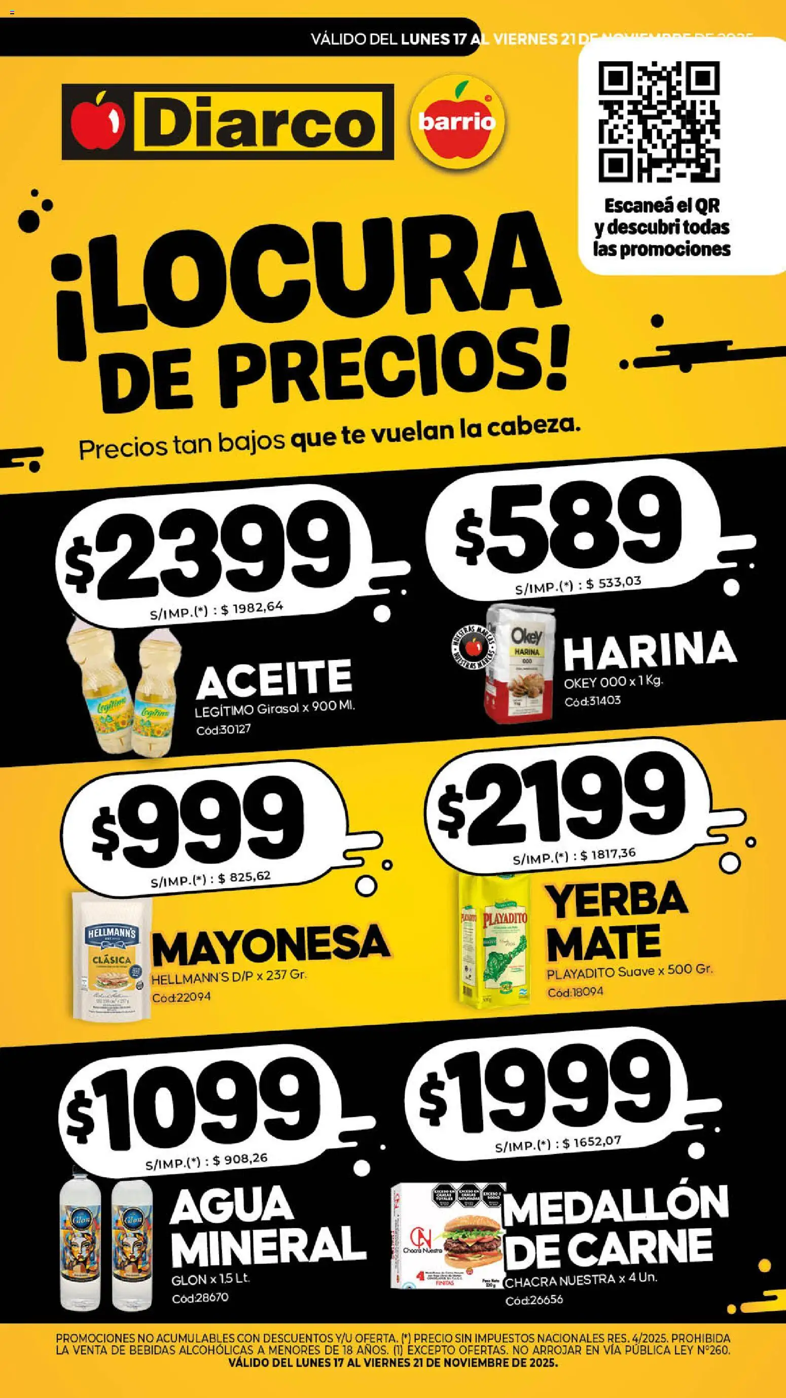 Diarco - Especial Locura De Precios │ válido desde el 17.11.2025 | Página: 1 | Productos: Mate, Harina, Yerba, Té