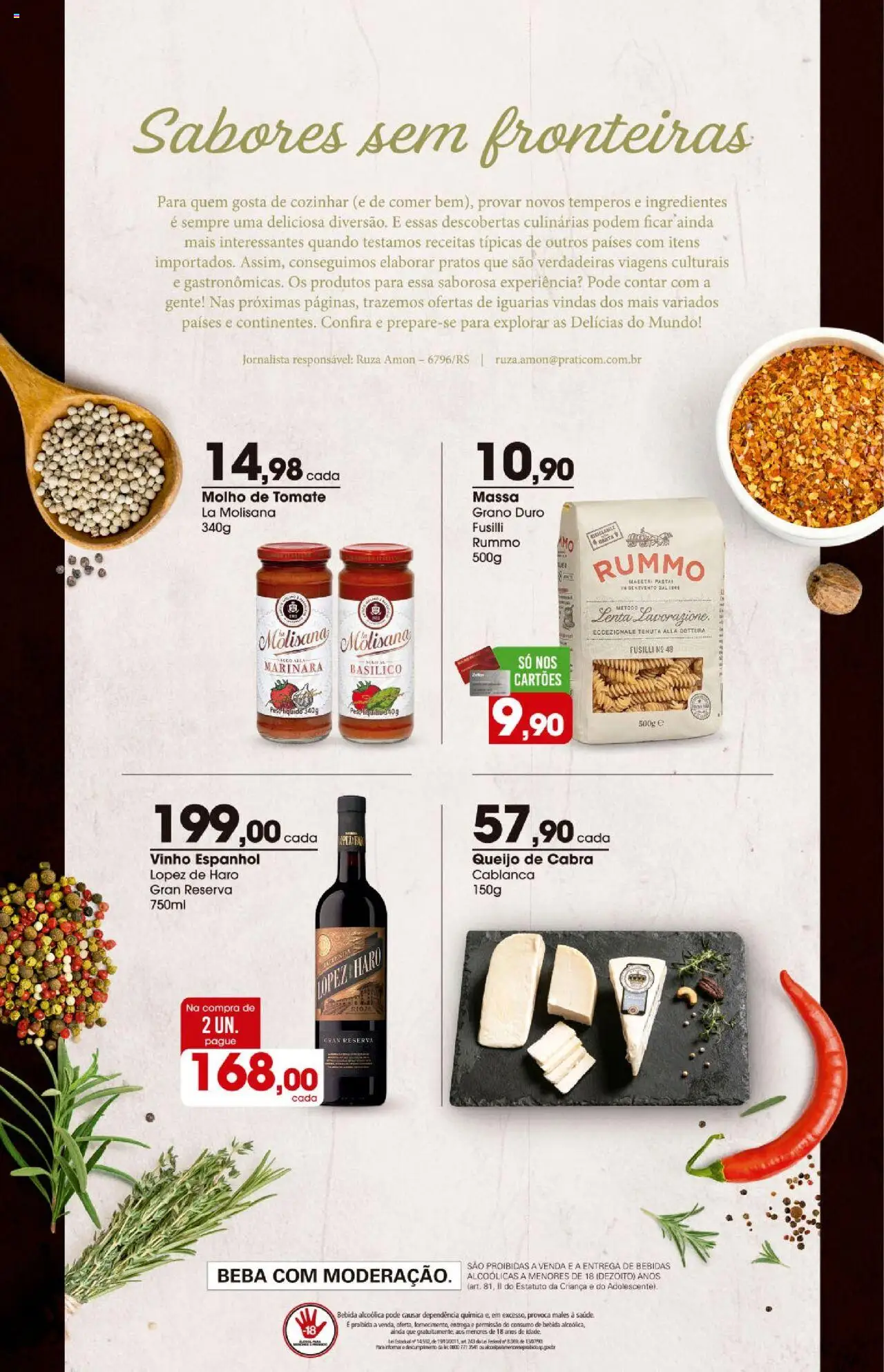 Zaffari Folheto - válido de 07.08.2025 | Página: 2 | Produtos: Molho de tomate, Vinho, Queijo de cabra, Massa