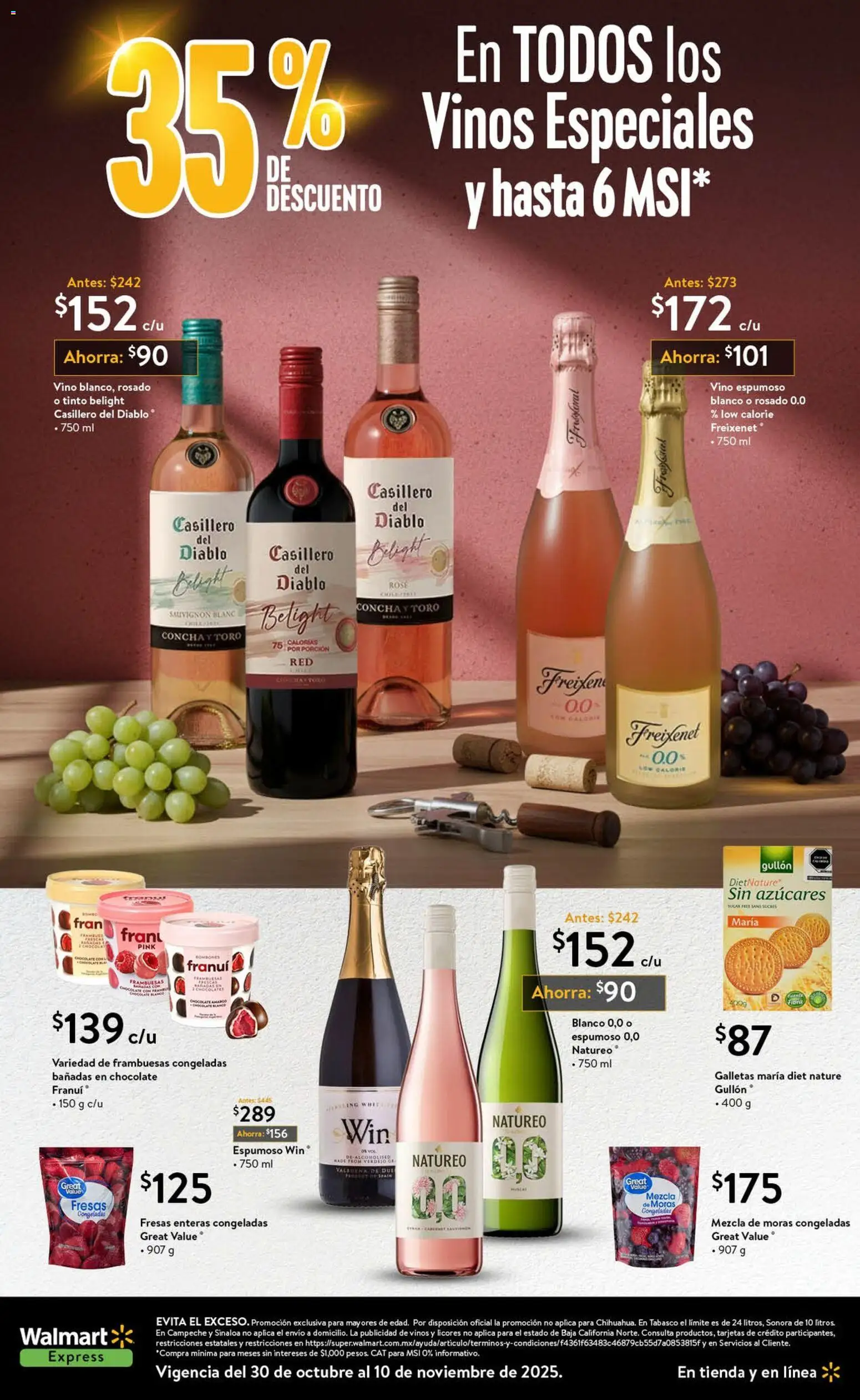 Nuevas ofertas de Walmart Express válidas en toda la República Mexicana desde el 30.10.2025. ¡Encuentra las mejores ofertas en Walmart Express folleto! | Página: 6 | Productos: Col, Chocolate, Galletas, Vino