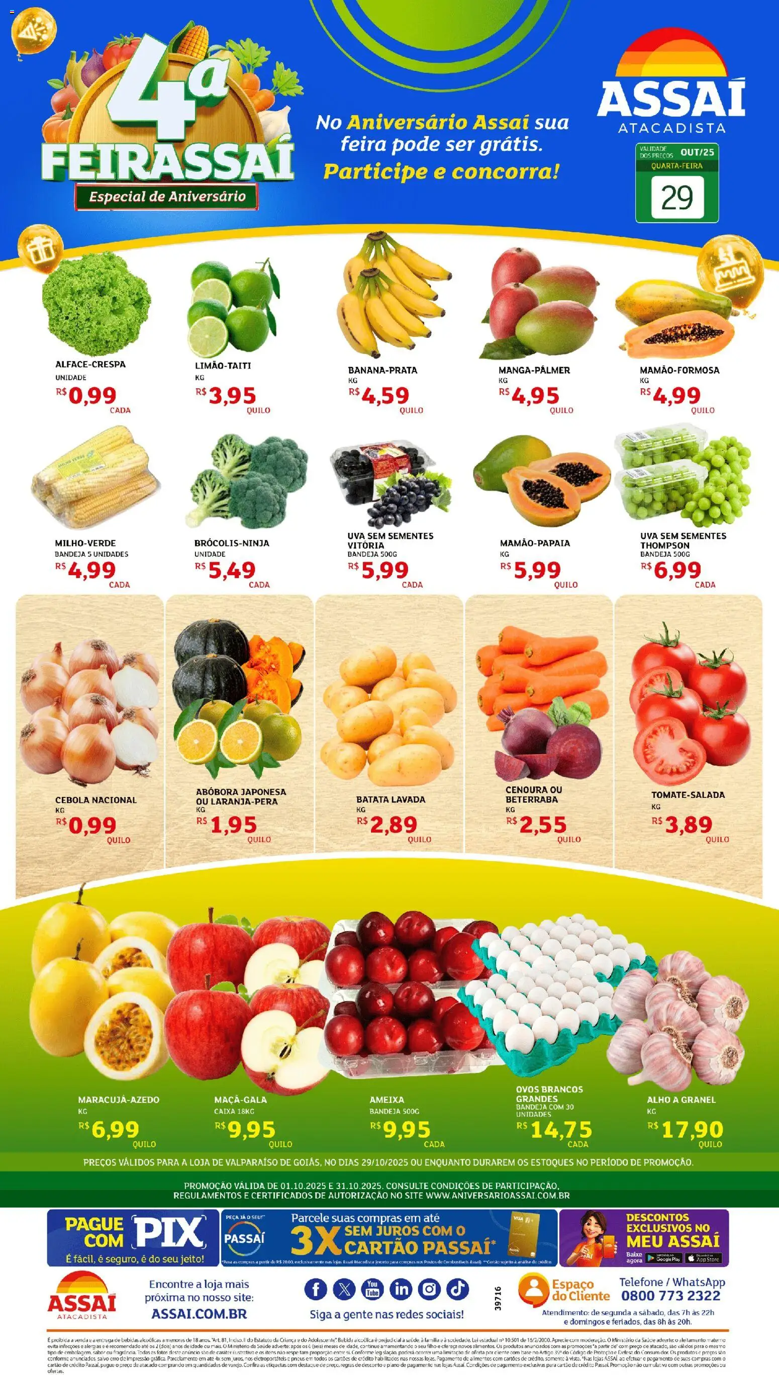 Assaí Atacadista Folheto - válido de 29.10.2025 | Página: 1 | Produtos: Alho, Cebola, Cenoura, Bandeja