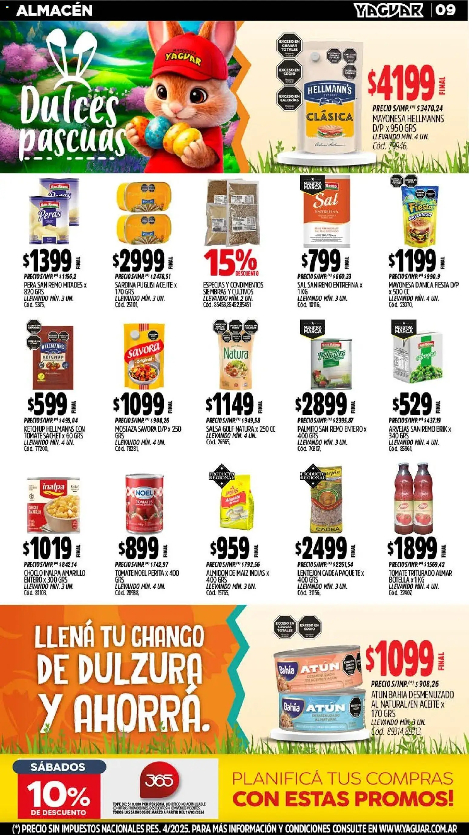 Yaguar - Oferta Semanal Mendoza │ válido desde el 16.03.2026 | Página: 9 | Productos: Botella, Mostaza, Arvejas, Tomate