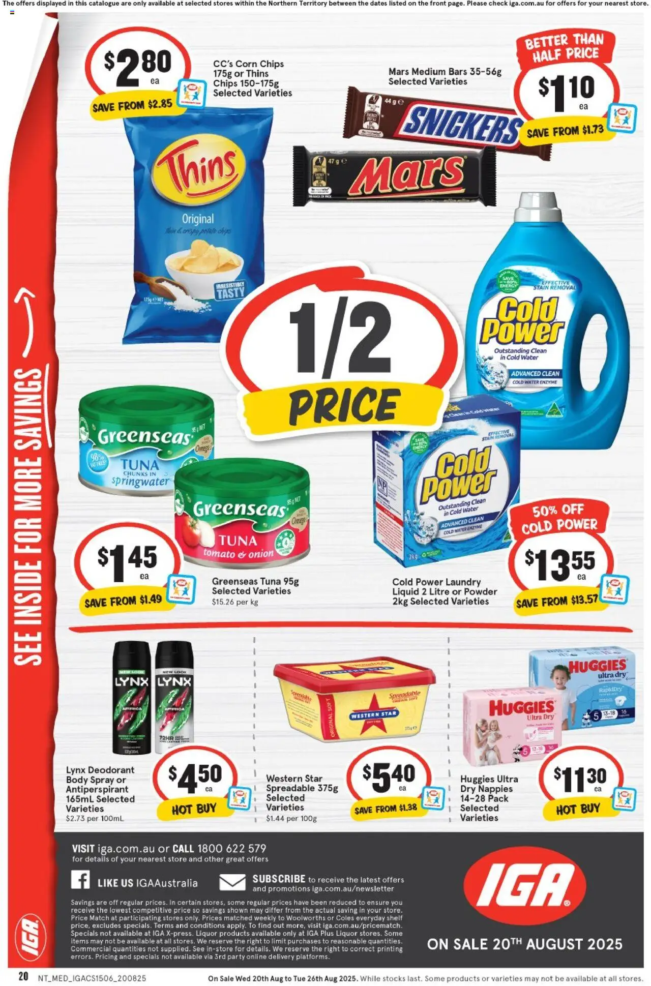 IGA catalogue - valid from 20.08.2025 | Page: 16 | Products: Powder, Deodorant, Chips, Laundry