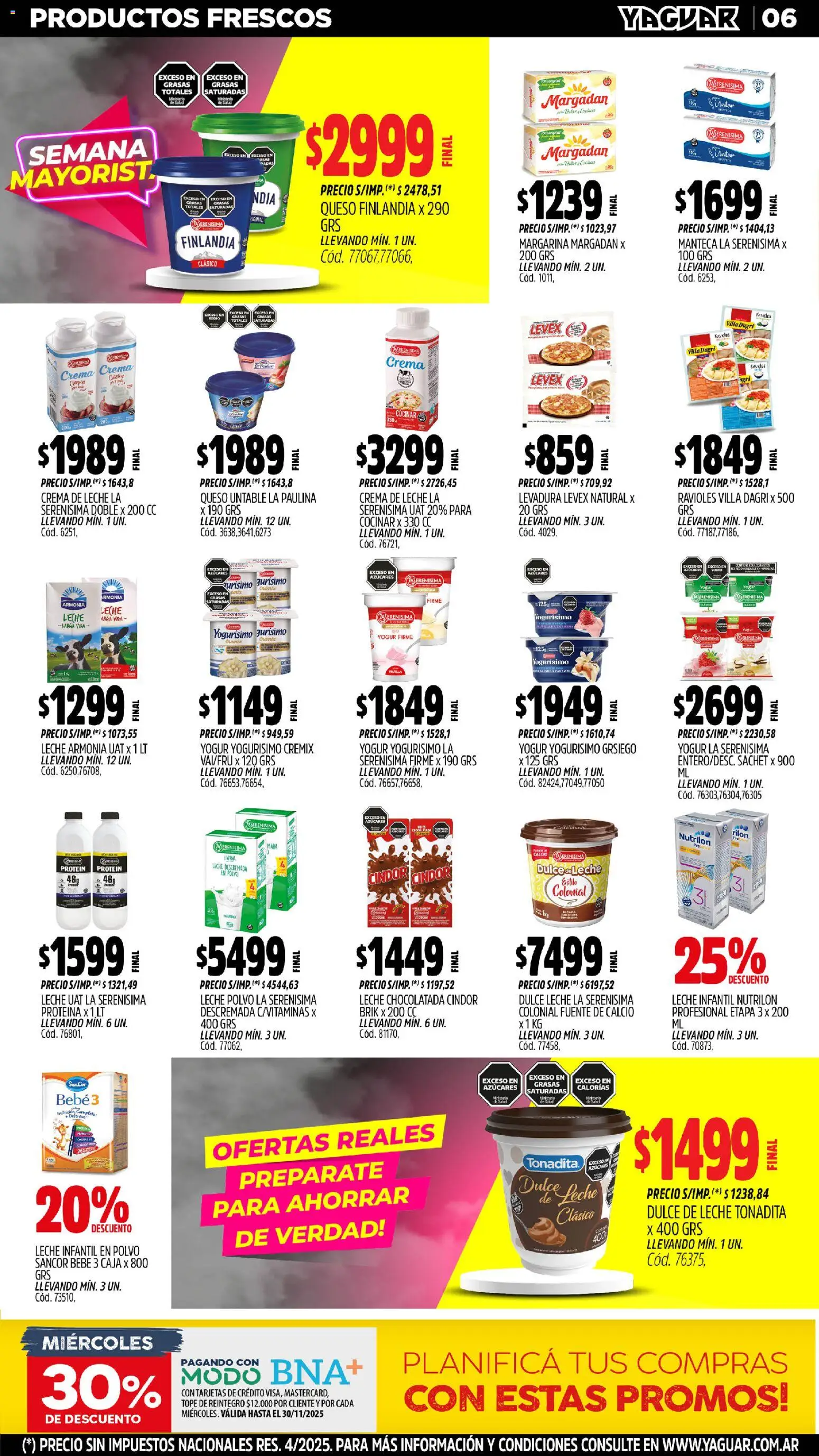 Yaguar catálogo │ válido desde el 24.11.2025 | Página: 6 | Productos: Manteca, Queso, Yogur, Ravioles