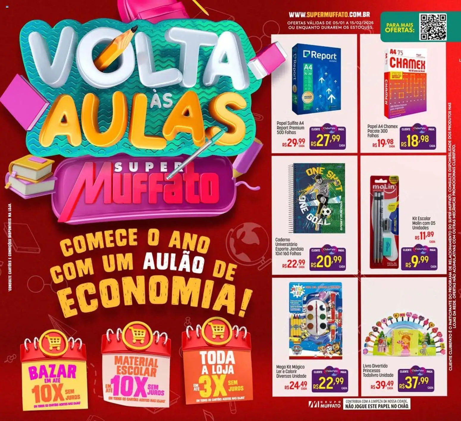 Super Muffato Folheto - válido de 05.01.2026 | Página: 1 | Produtos: Papel sulfite, Livro, Caderno